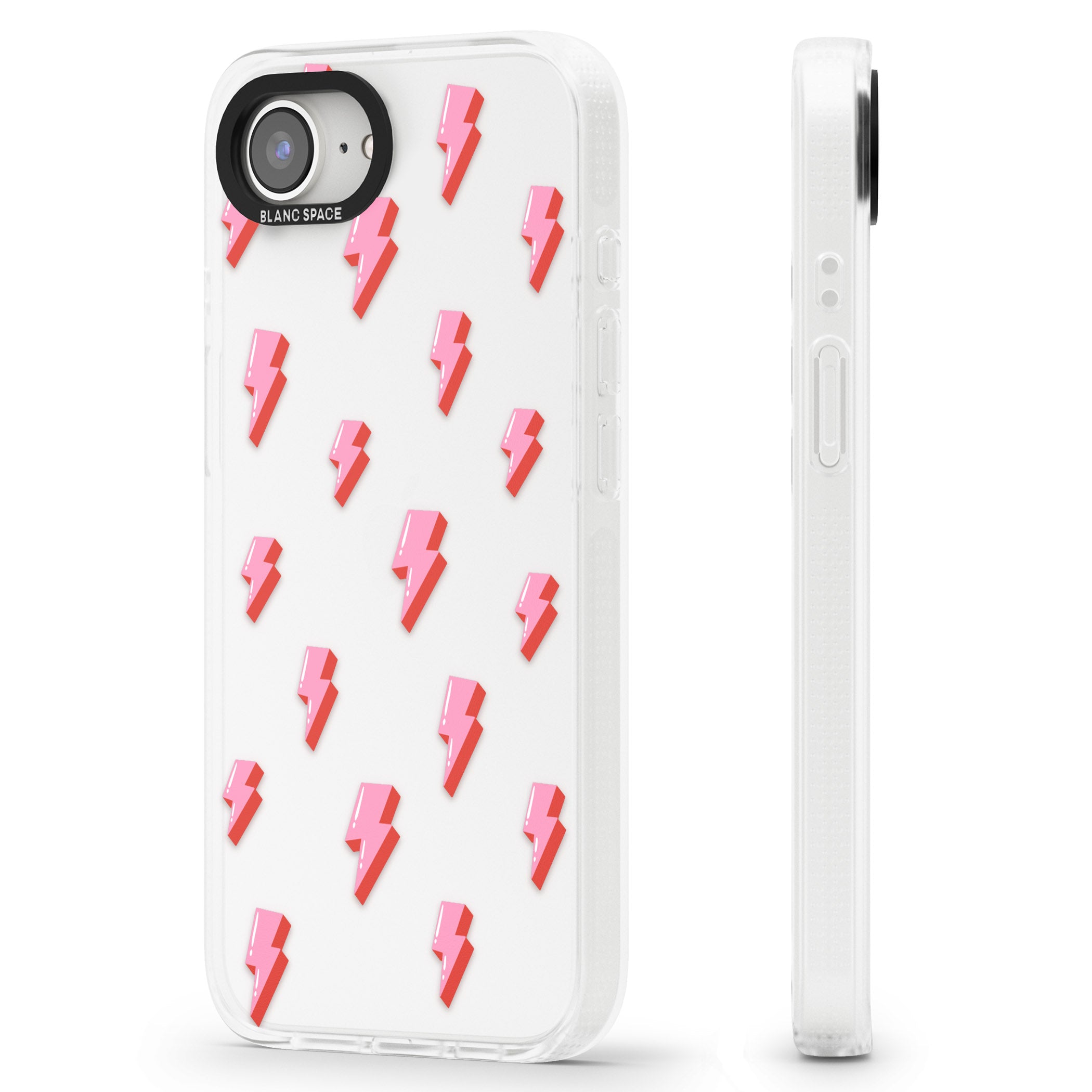 Pink Bolt Pattern iPhone 16e Clear Case Impact Air - Blanc Space