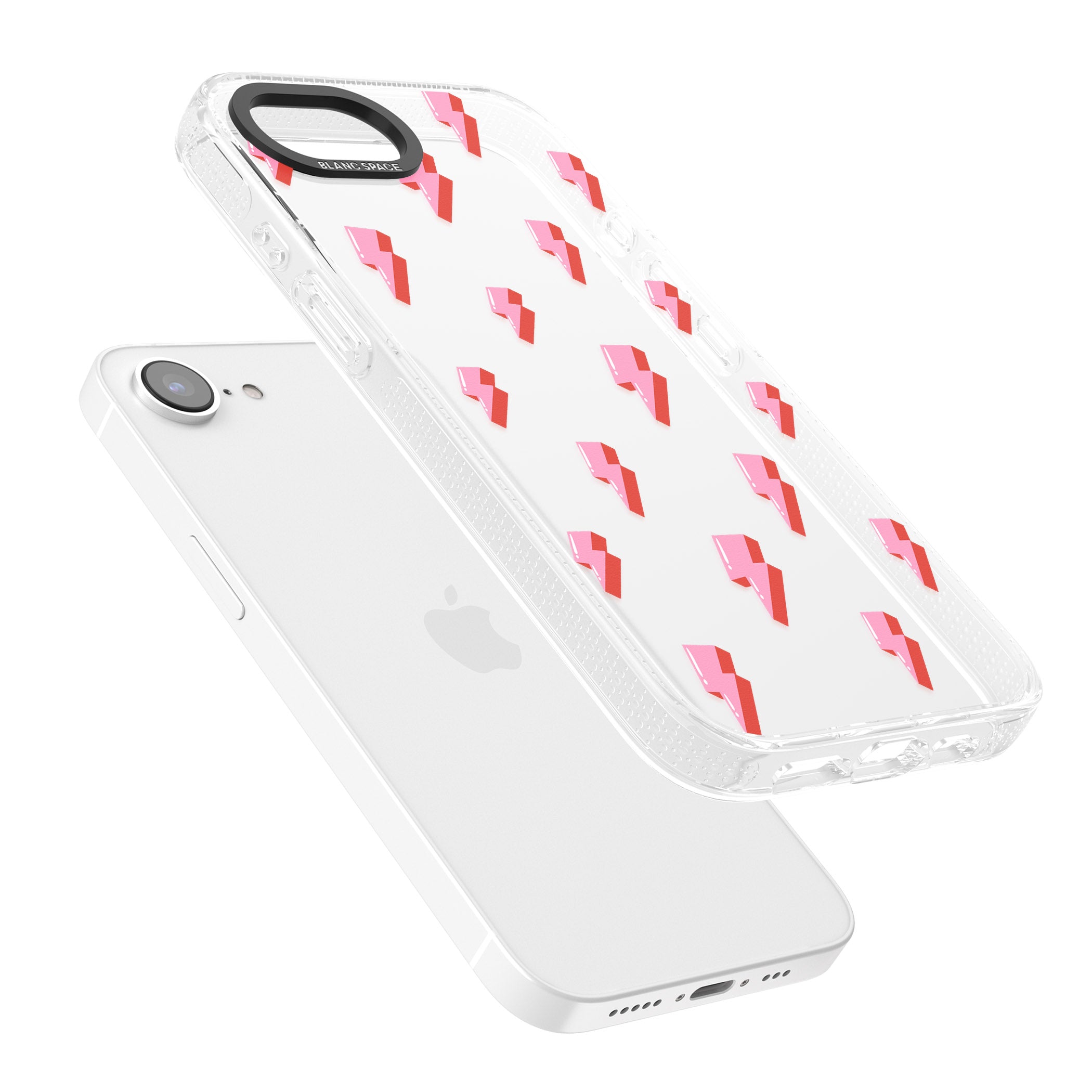 Pink Bolt Pattern iPhone 16e Clear Case Impact Air - Blanc Space