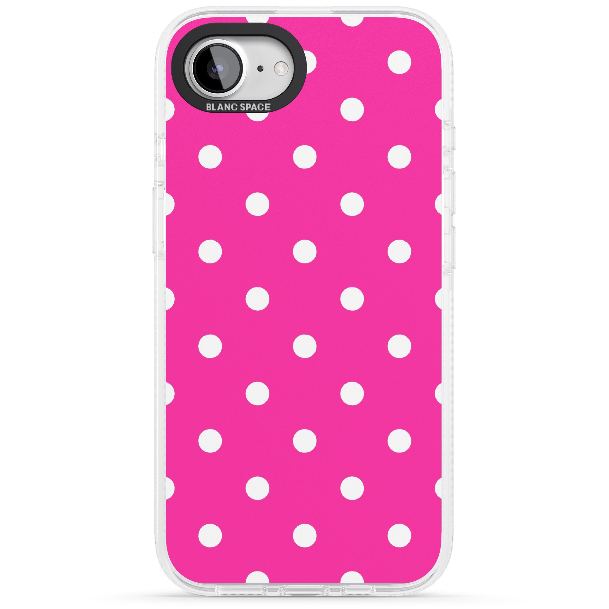 Pink Polka Dot iPhone 16e Clear Case Impact Air - Blanc Space