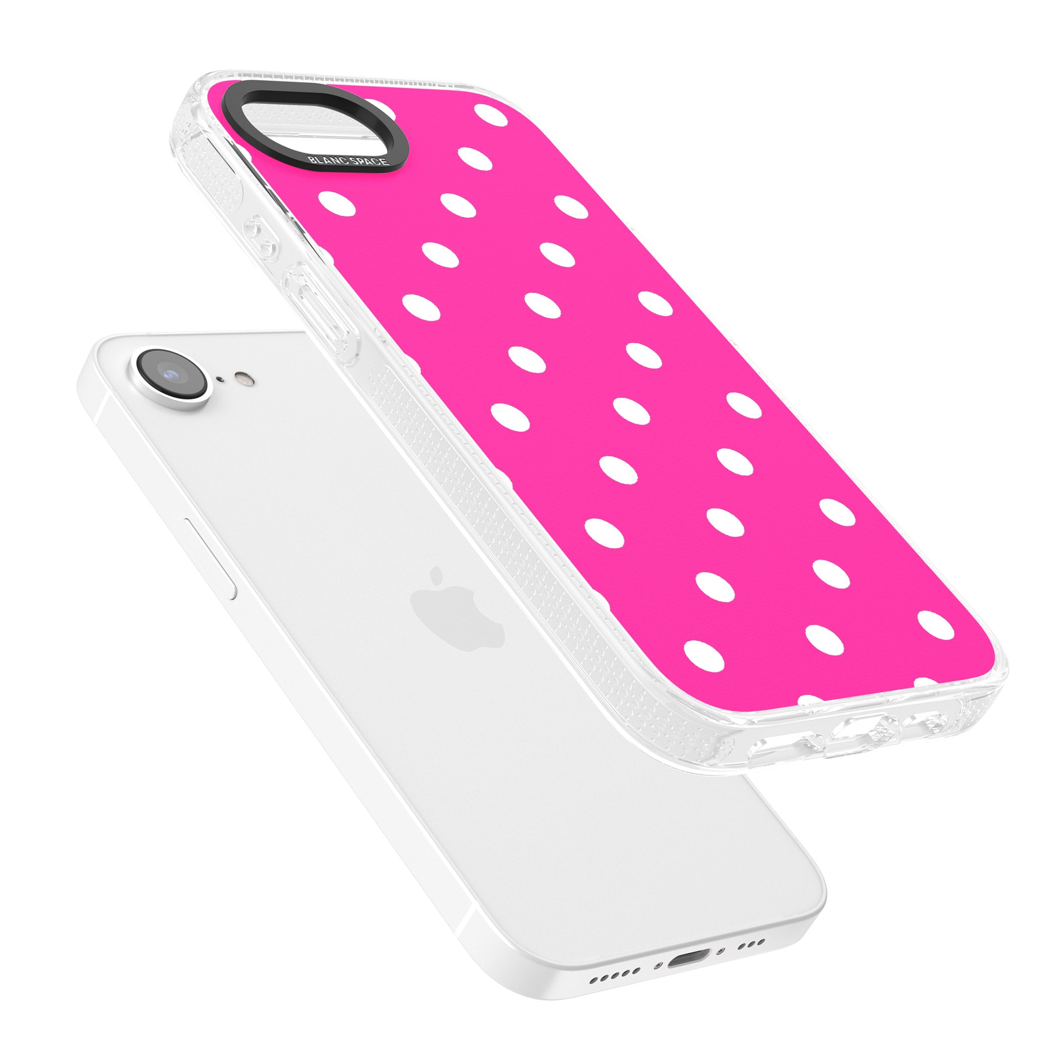 Pink Polka Dot iPhone 16e Clear Case Impact Air - Blanc Space