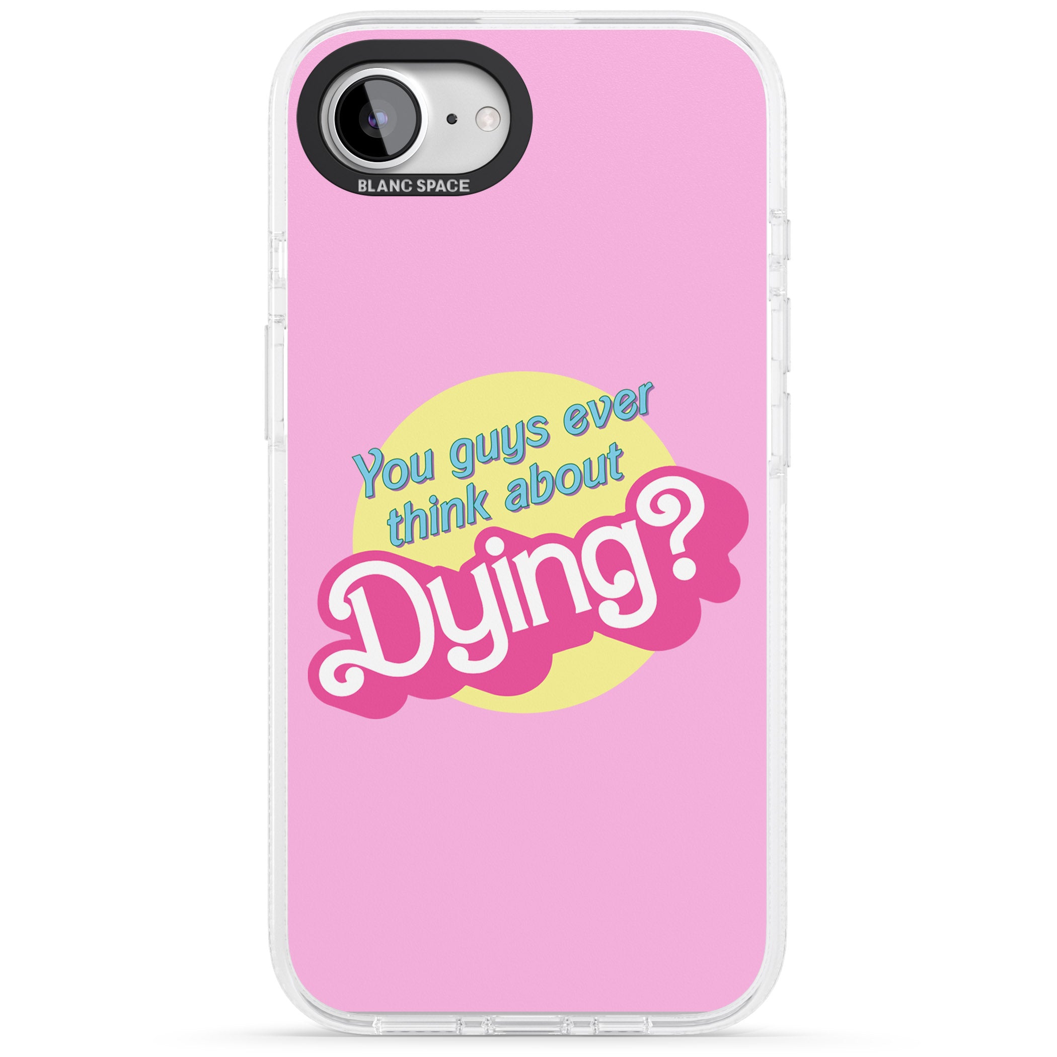 Ever Think About Dying? iPhone 16e Clear Case Impact Air - Blanc Space
