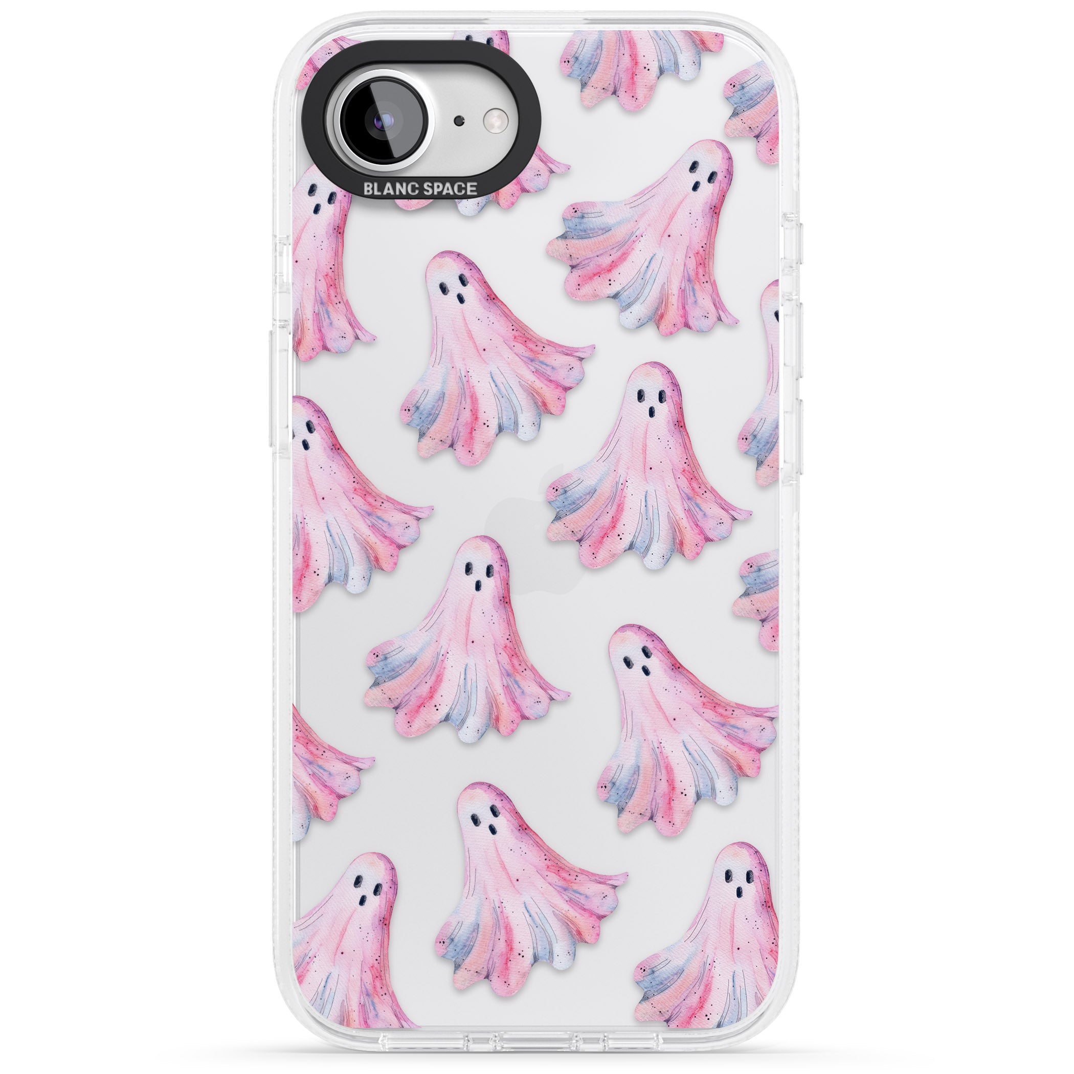 Pink Ghosts iPhone 16e Clear Case Impact Air - Blanc Space