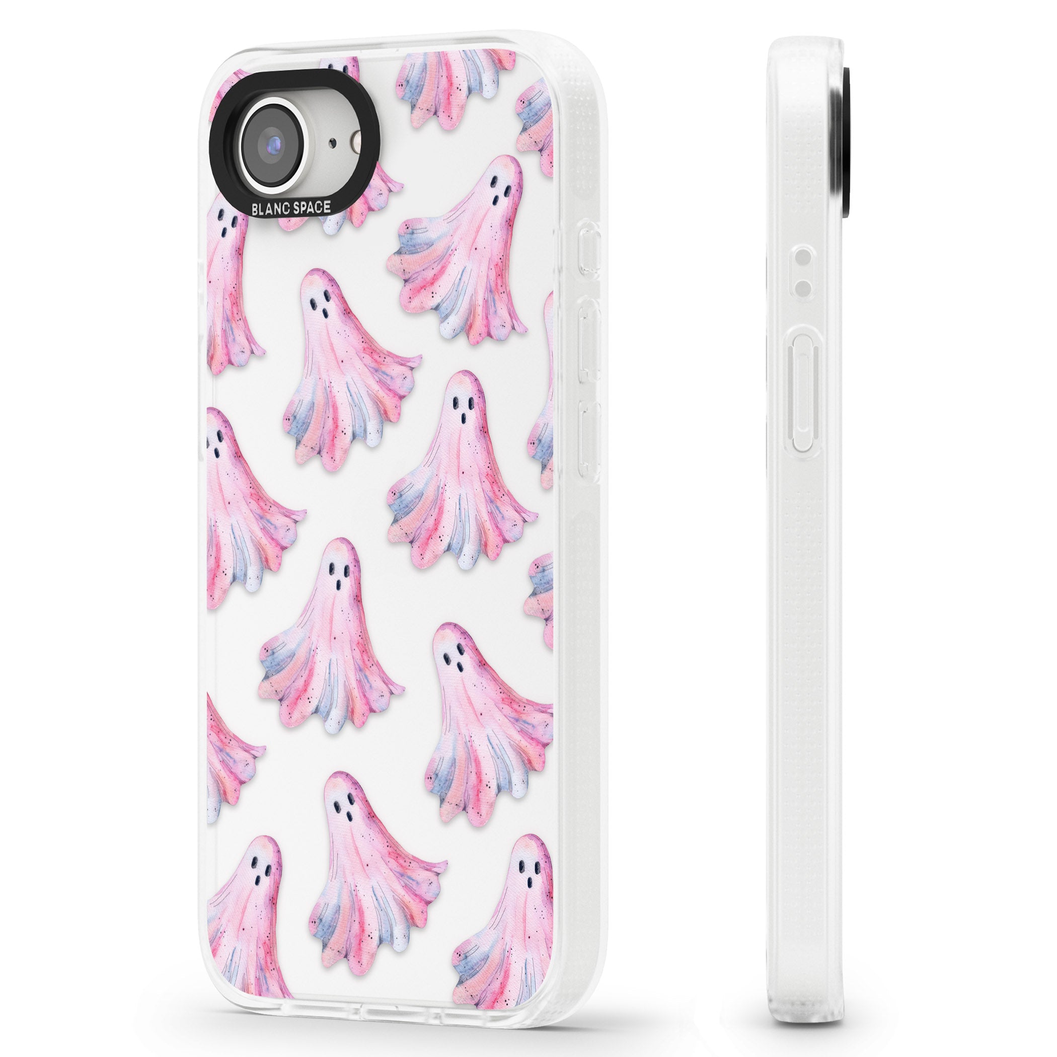 Pink Ghosts iPhone 16e Clear Case Impact Air - Blanc Space