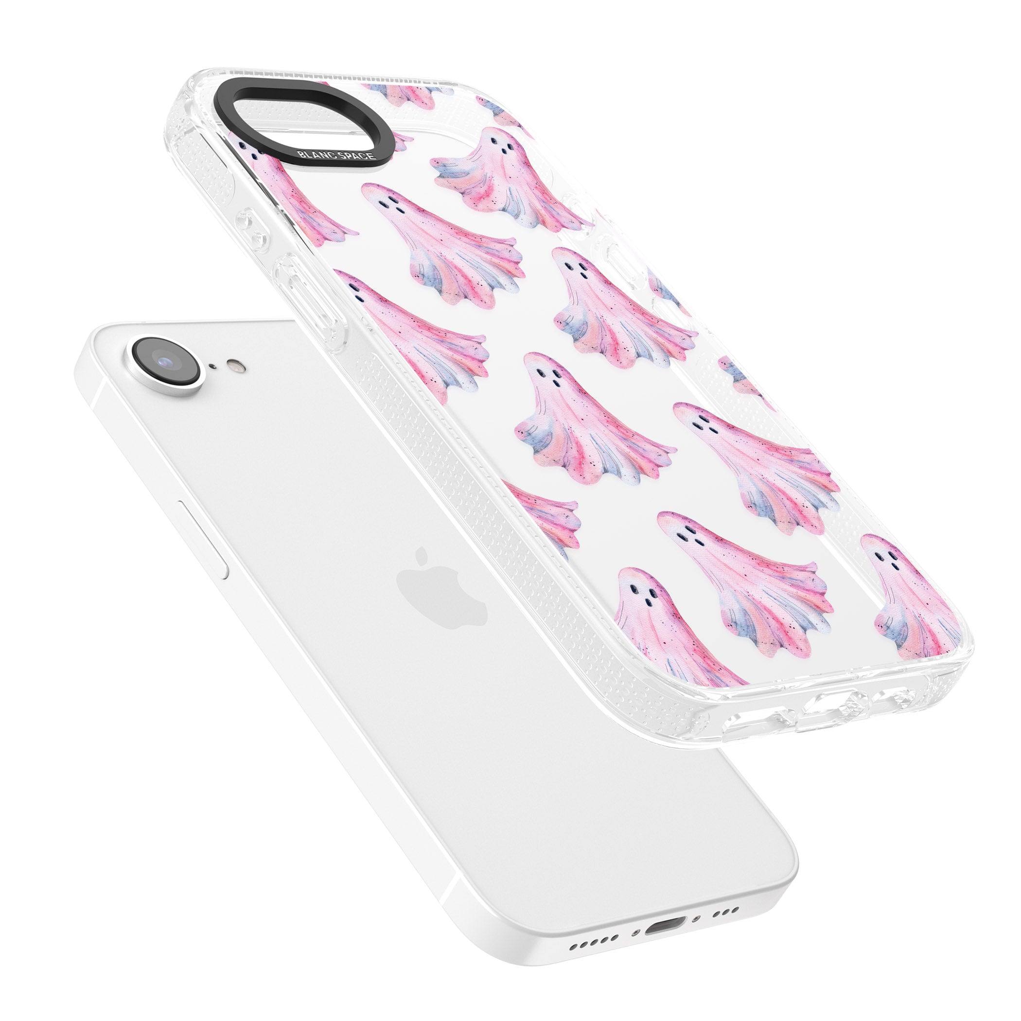 Pink Ghosts iPhone 16e Clear Case Impact Air - Blanc Space