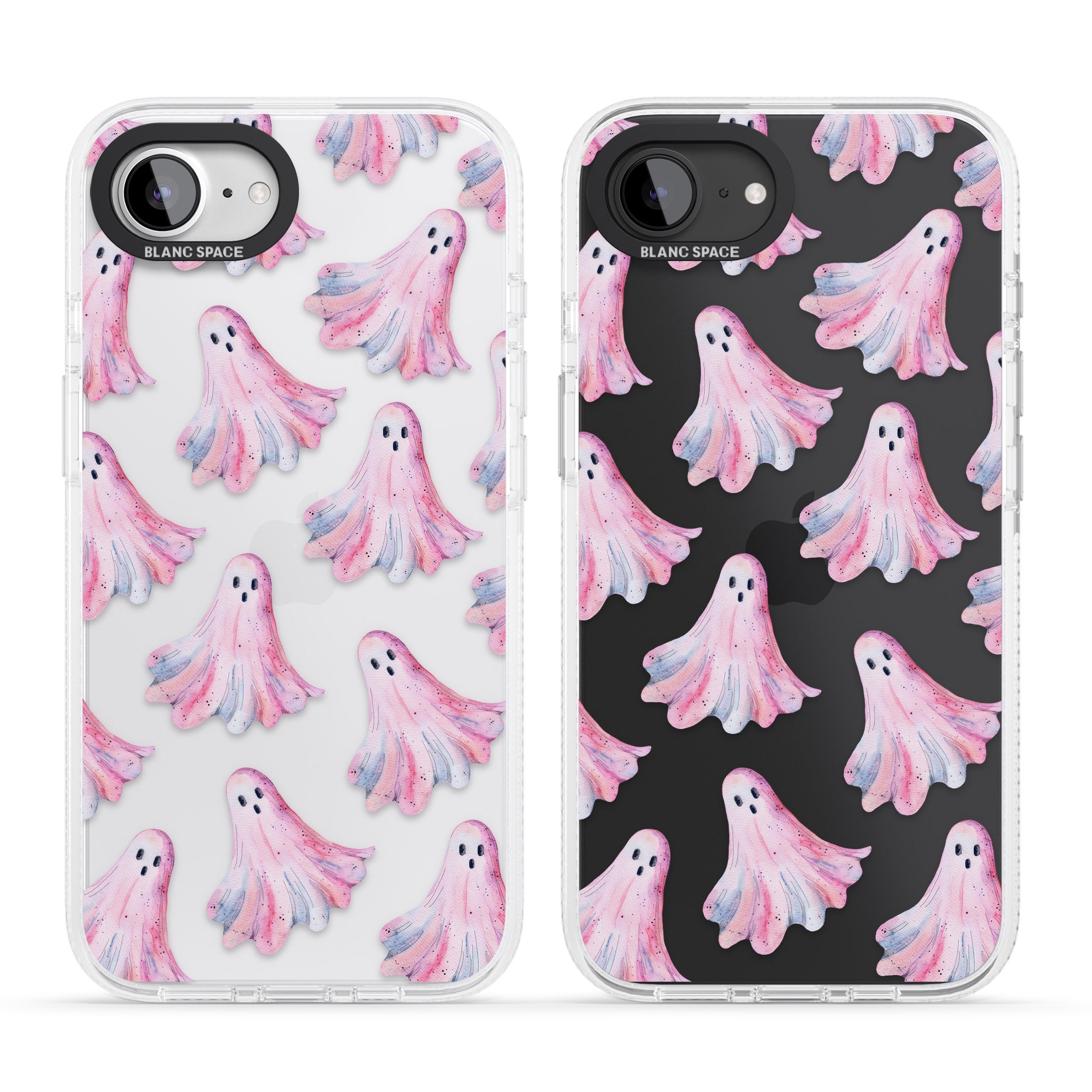 Pink Ghosts iPhone 16e Clear Case Impact Air - Blanc Space