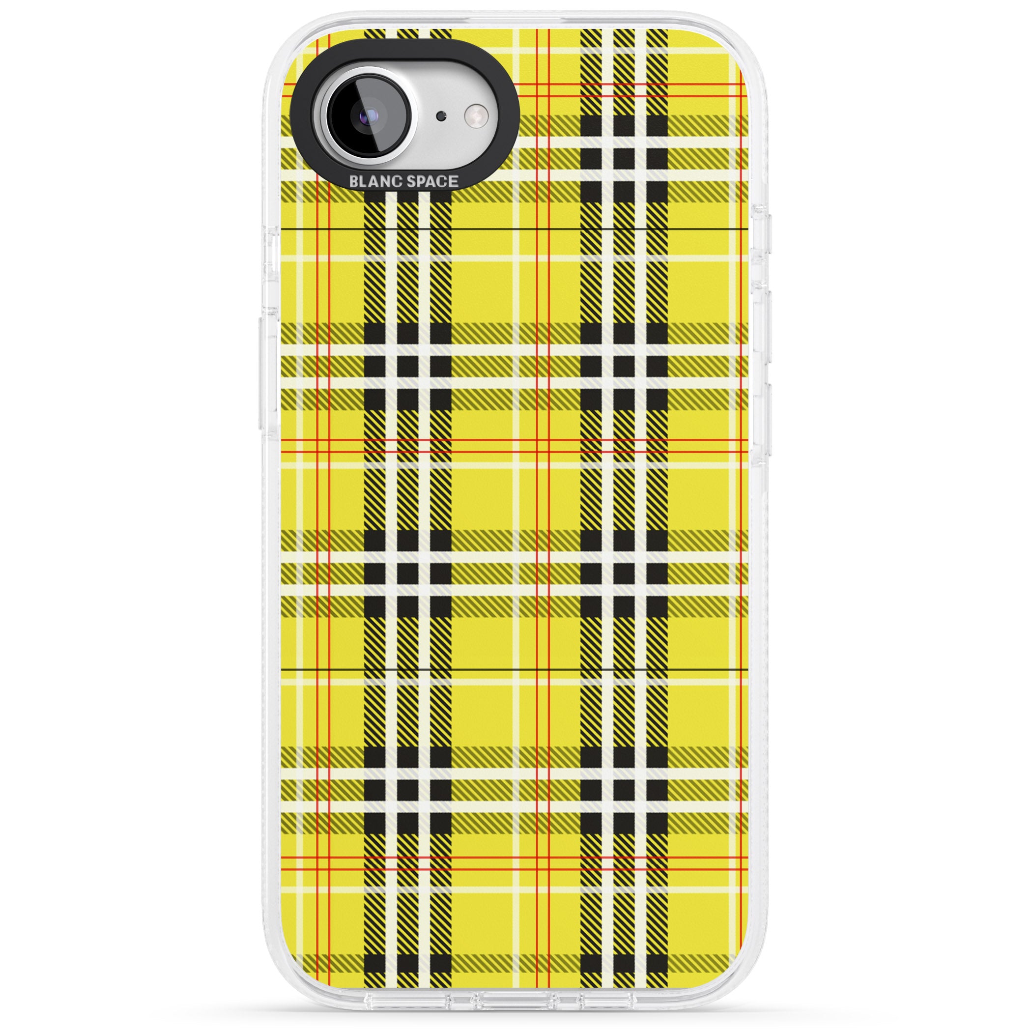 Yellow Plaid iPhone 16e Clear Case Impact Air - Blanc Space