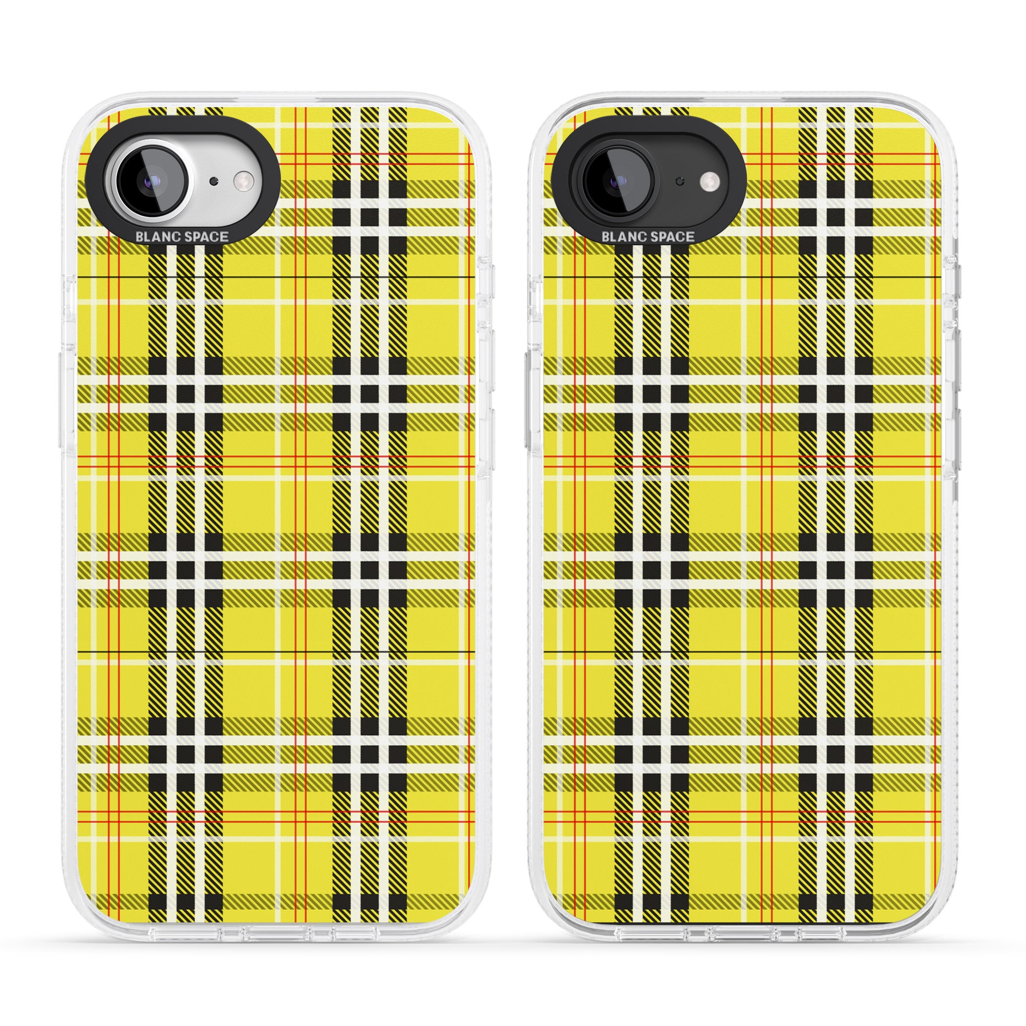 Yellow Plaid iPhone 16e Clear Case Impact Air - Blanc Space