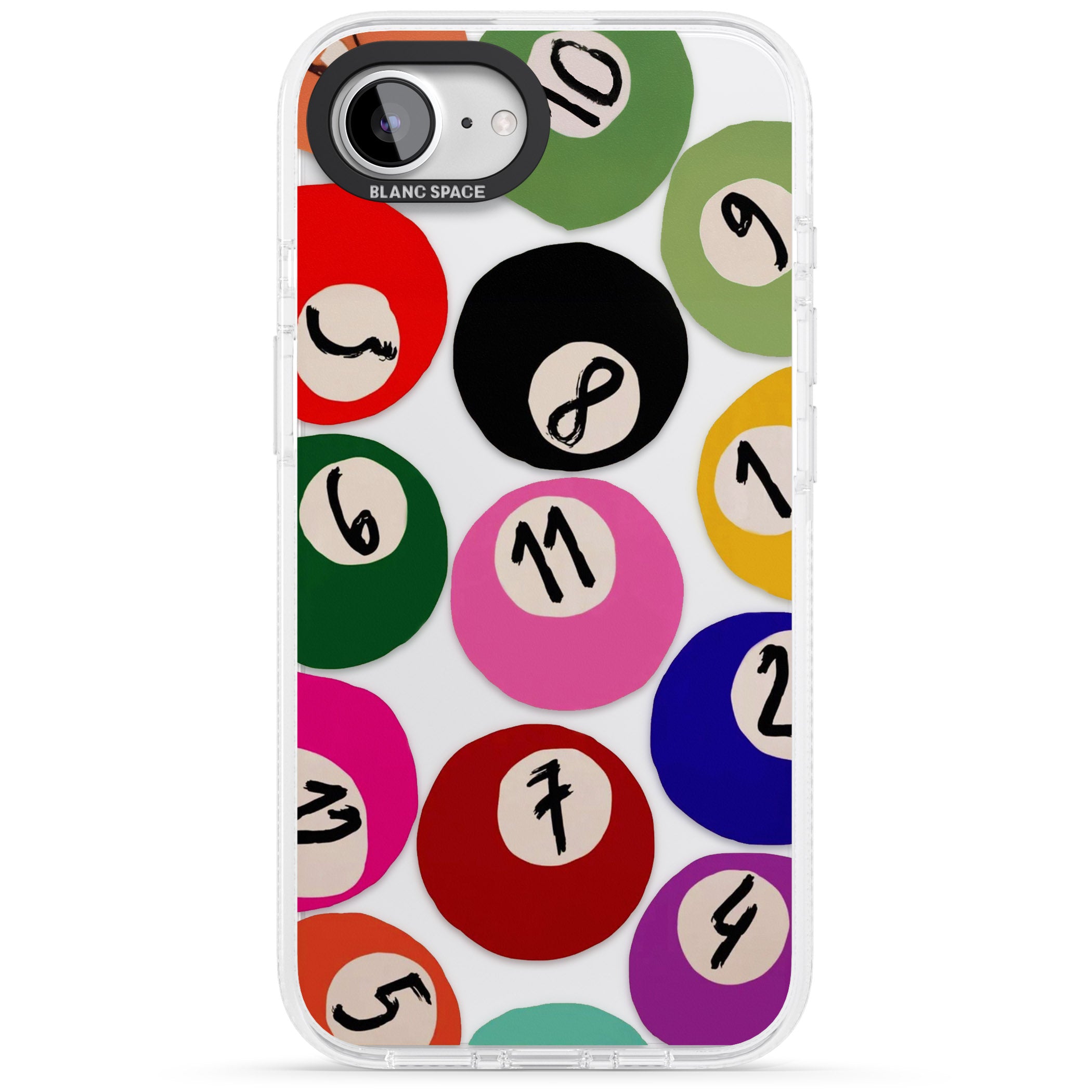 Pool Balls iPhone 16e Clear Case Impact Air - Blanc Space