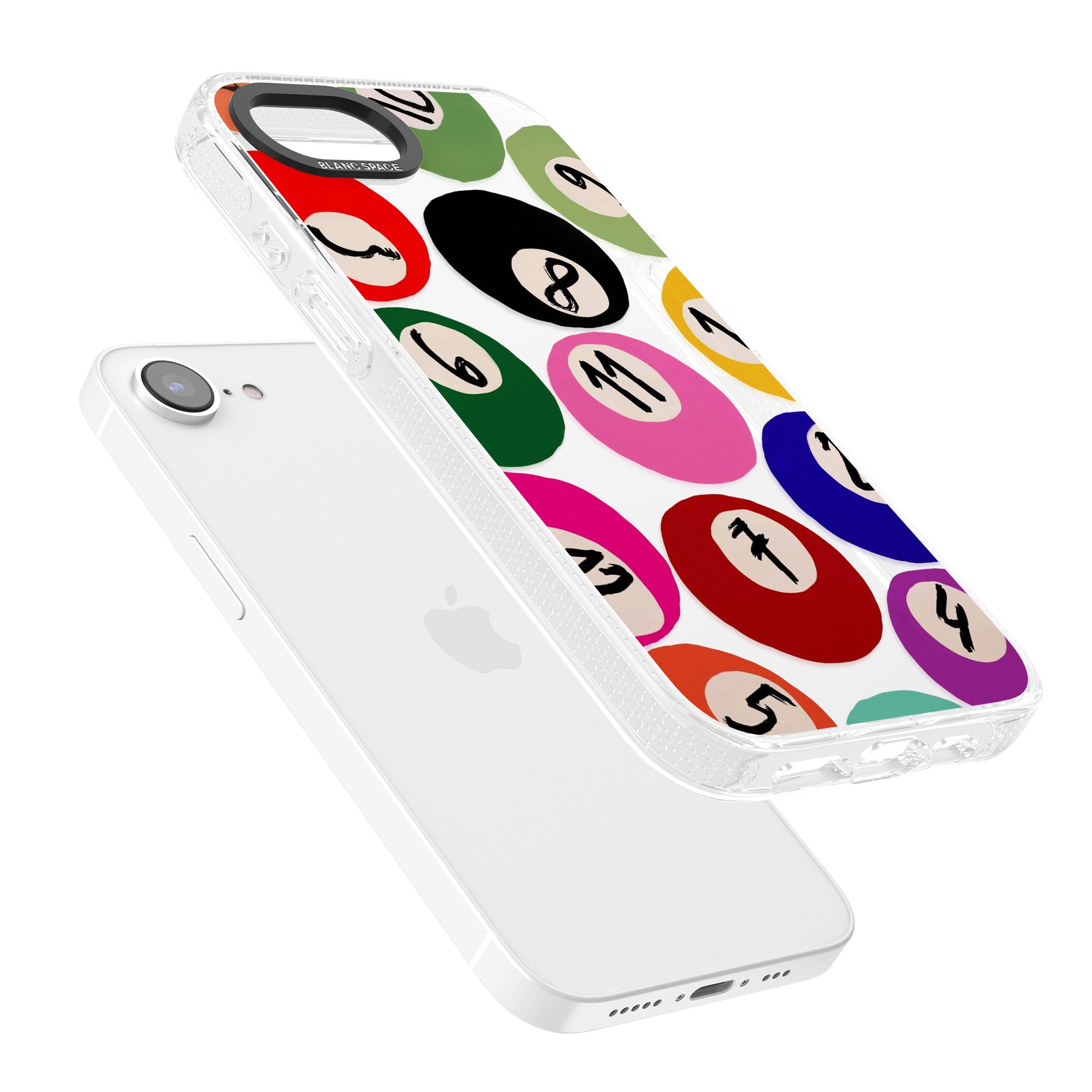 Pool Balls iPhone 16e Clear Case Impact Air - Blanc Space