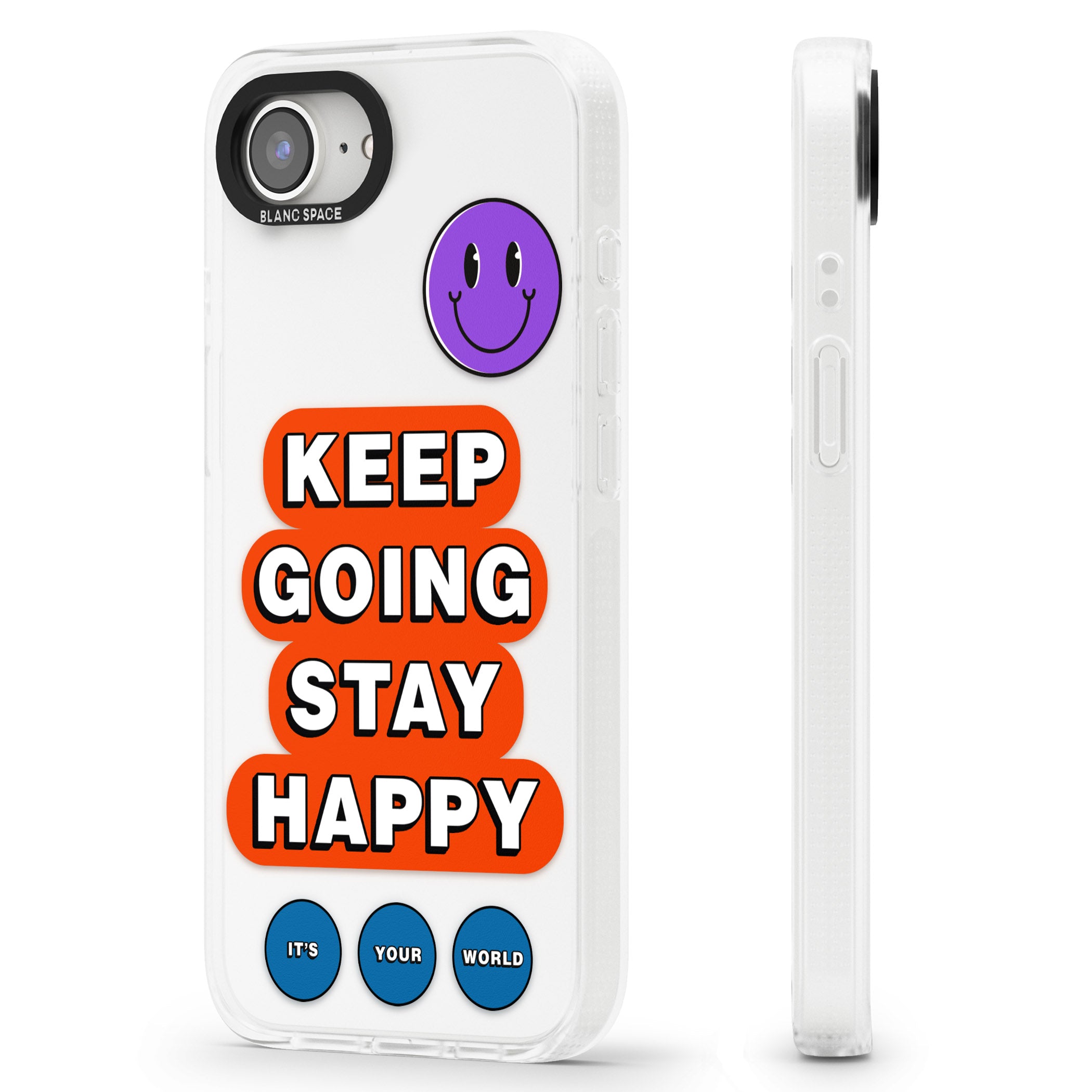 Keep Going Stay Happy iPhone 16e Clear Case Impact Air - Blanc Space