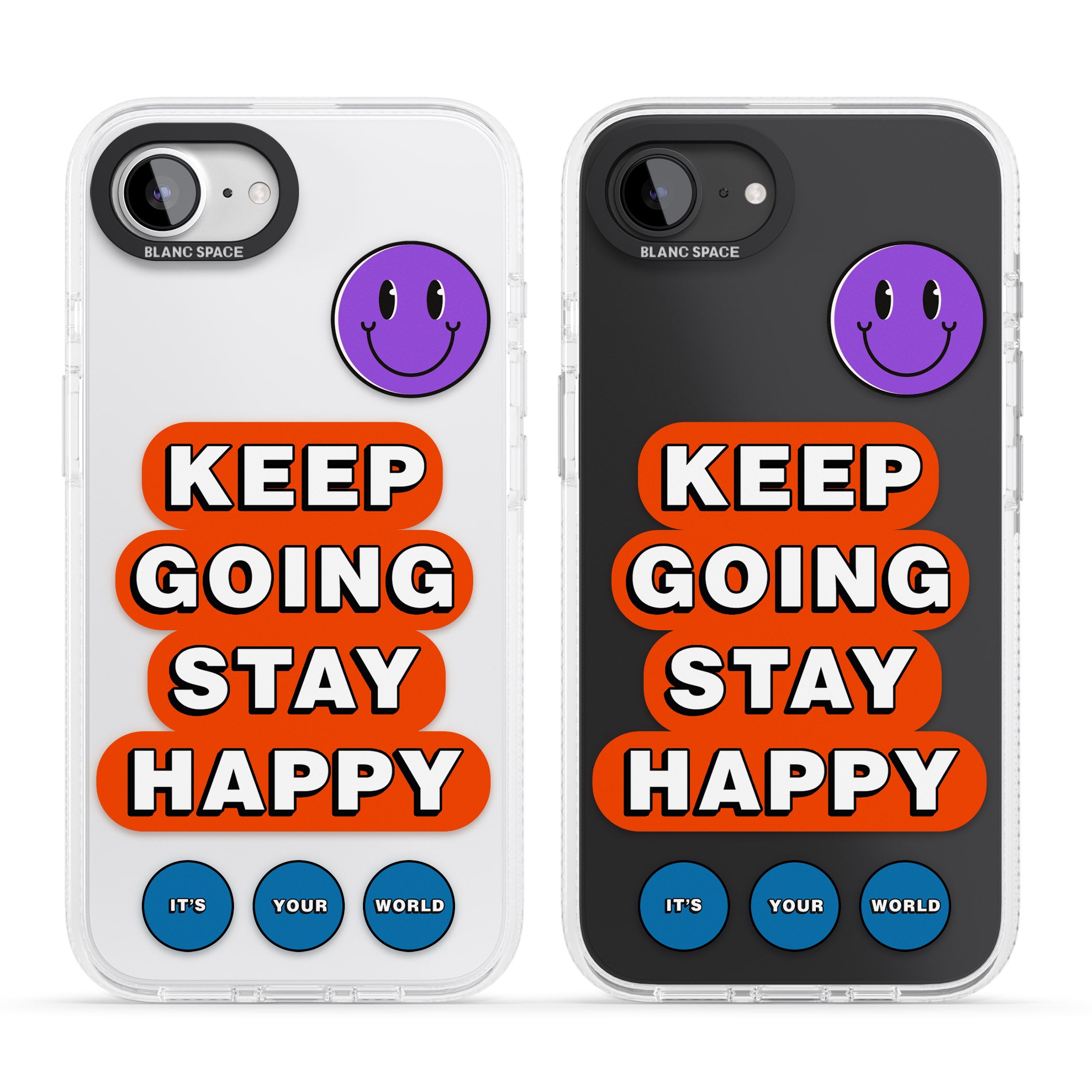 Keep Going Stay Happy iPhone 16e Clear Case Impact Air - Blanc Space