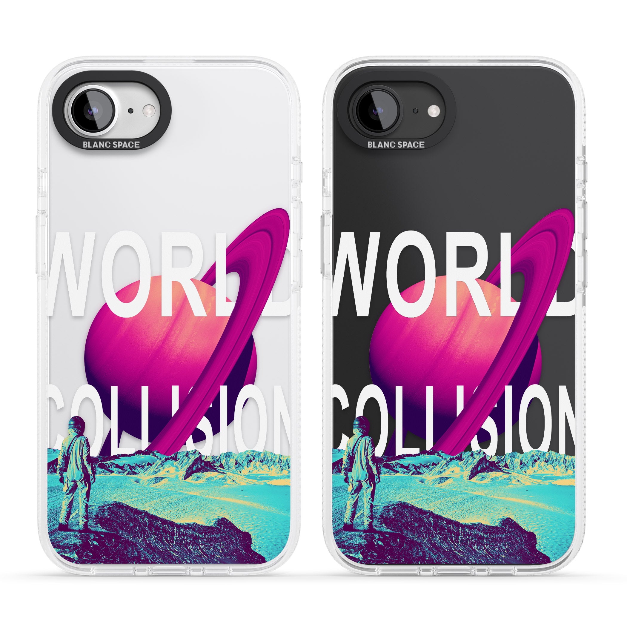 World Collision iPhone 16e Clear Case Impact Air - Blanc Space