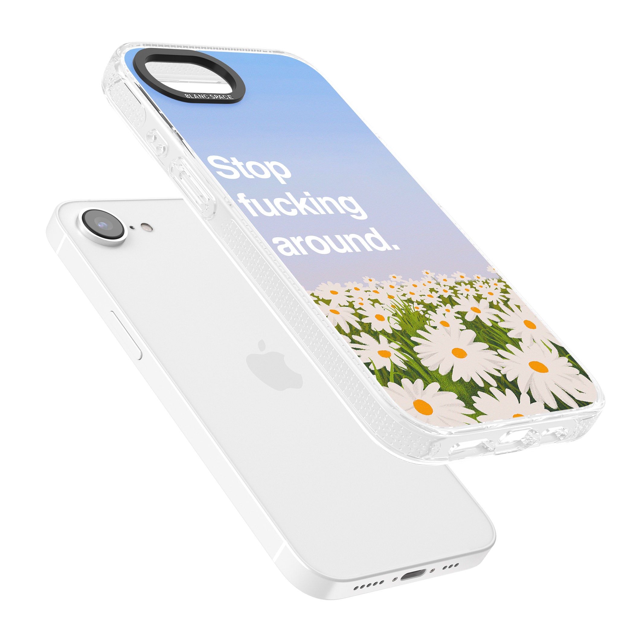 Stop f*cking around iPhone 16e Clear Case Impact Air - Blanc Space