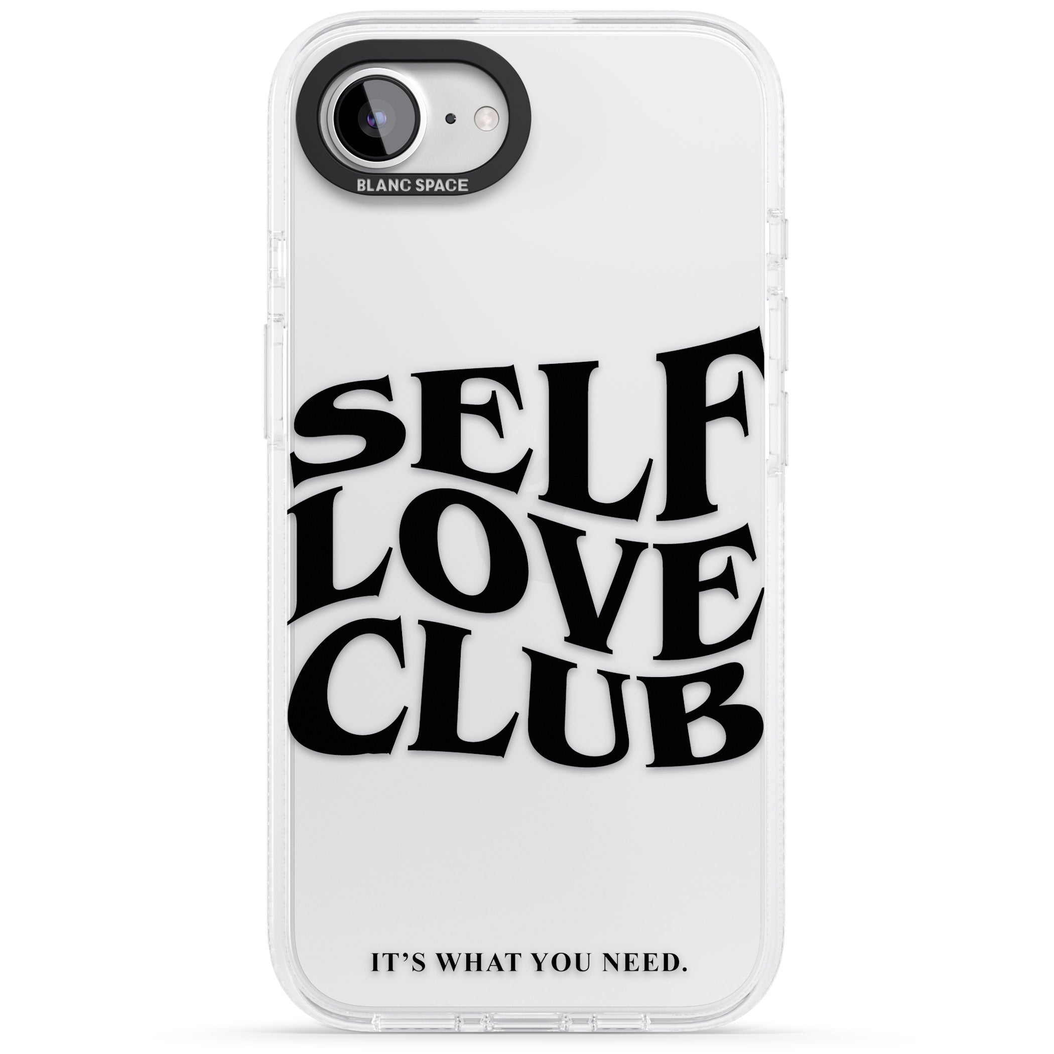 Self Love Club (Black) iPhone 16e Clear Case Impact Air - Blanc Space