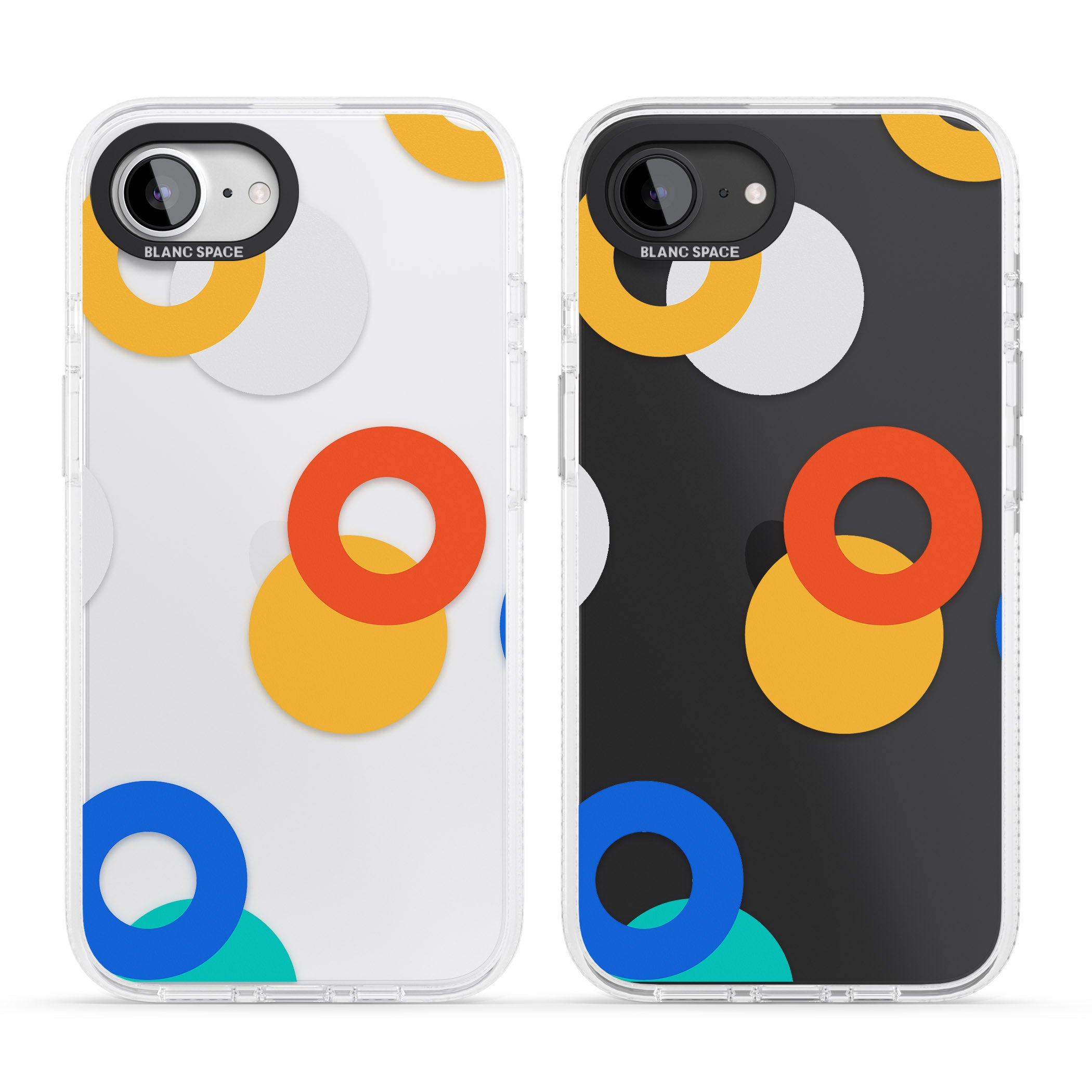 Abstract Mixed Circles iPhone 16e Clear Case Impact Air - Blanc Space