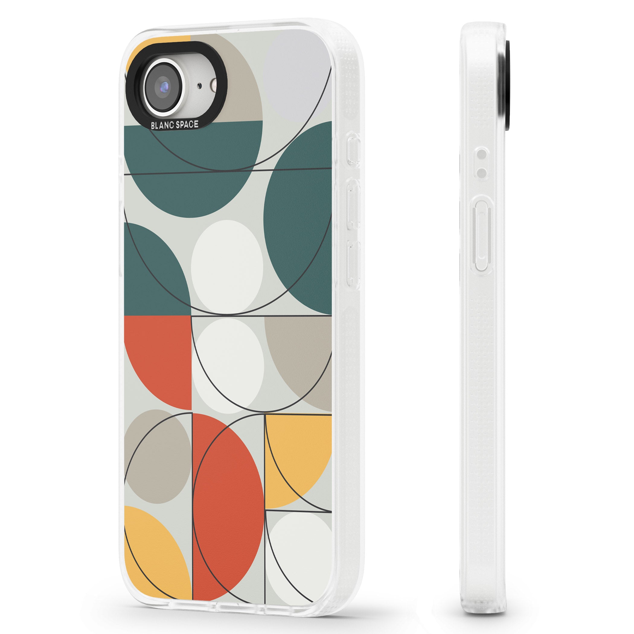 Abstract Half Circles iPhone 16e Clear Case Impact Air - Blanc Space