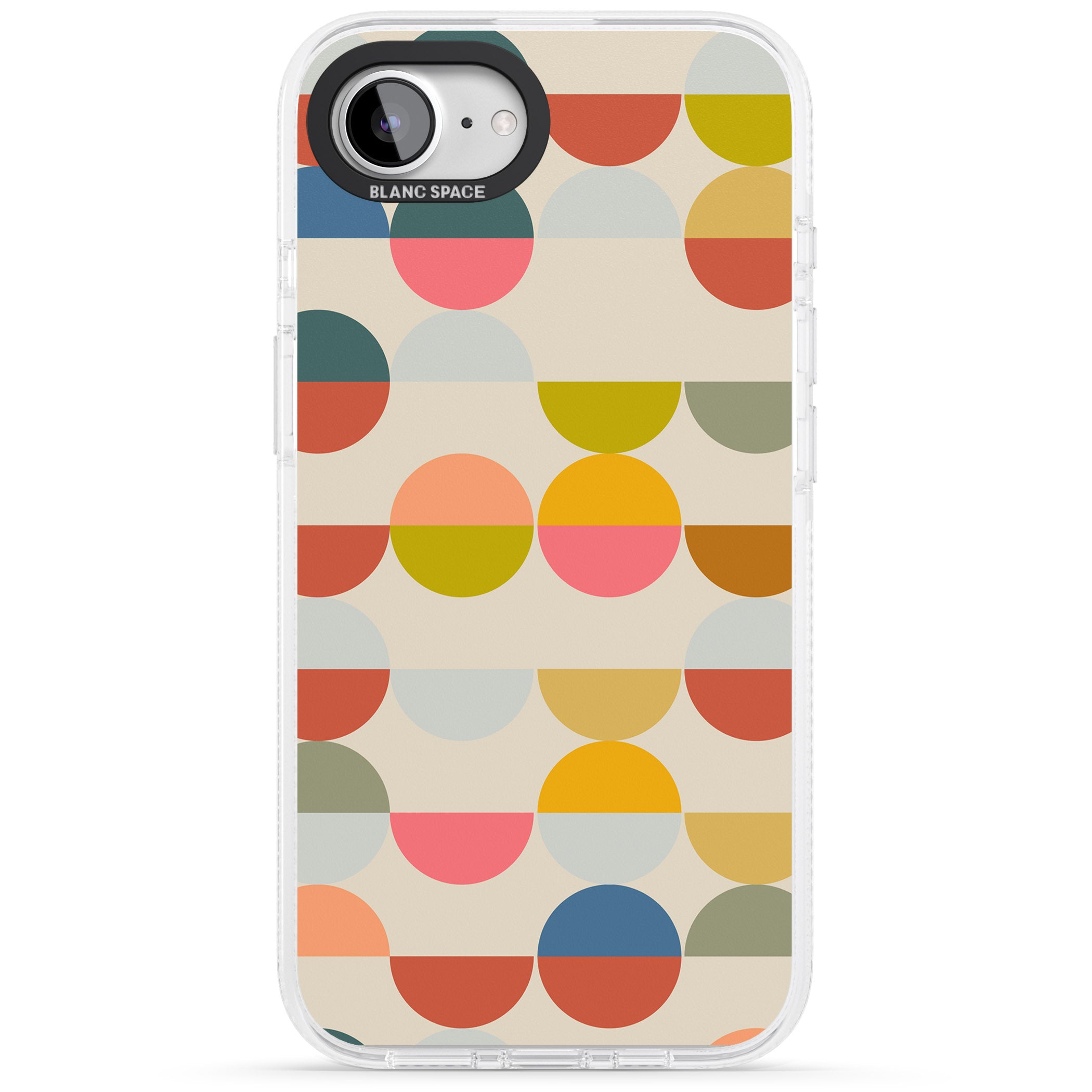 Abstract Retro Shapes: Colourful Circles iPhone 16e Clear Case Impact Air - Blanc Space