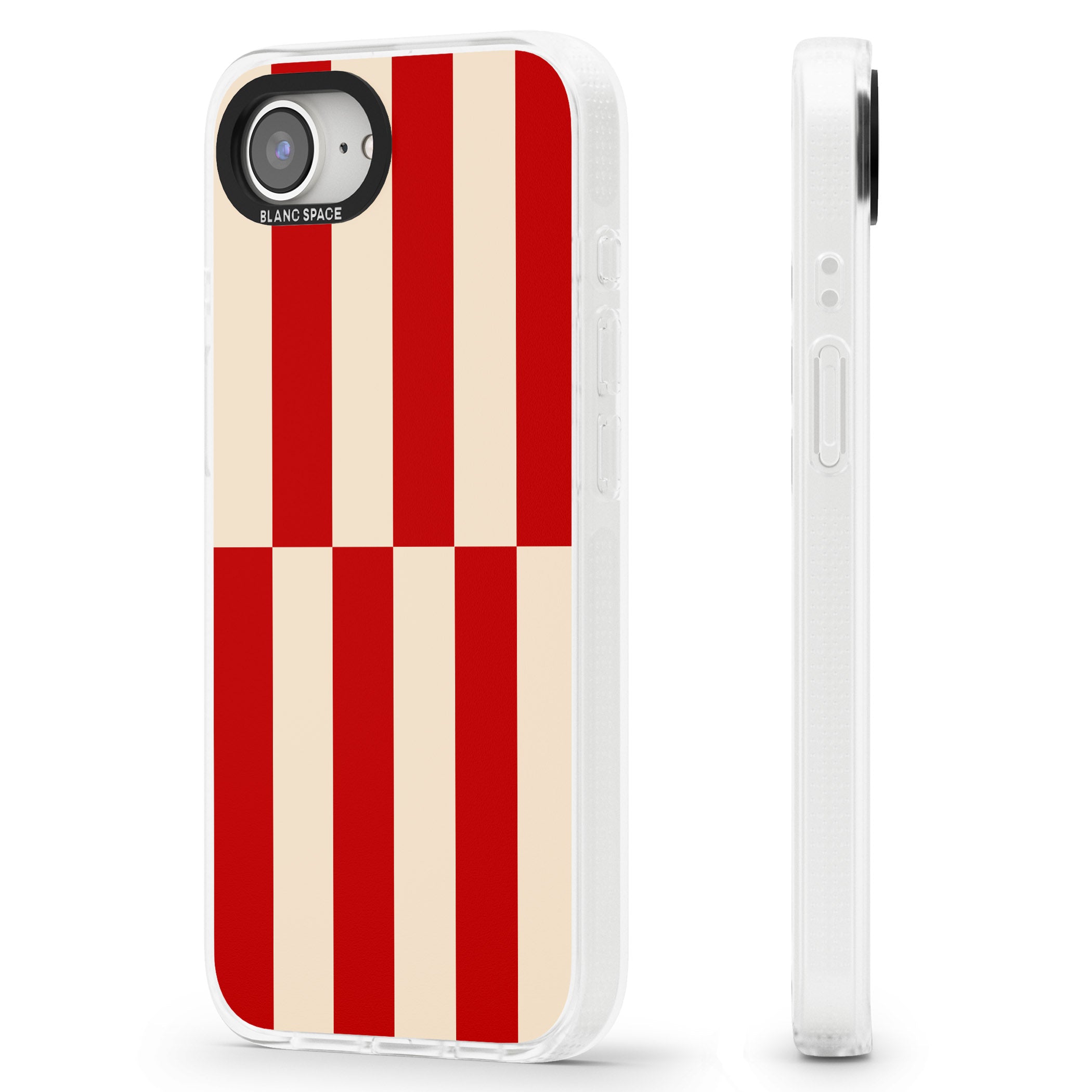 Retro Red Stripes iPhone 16e Clear Case Impact Air - Blanc Space
