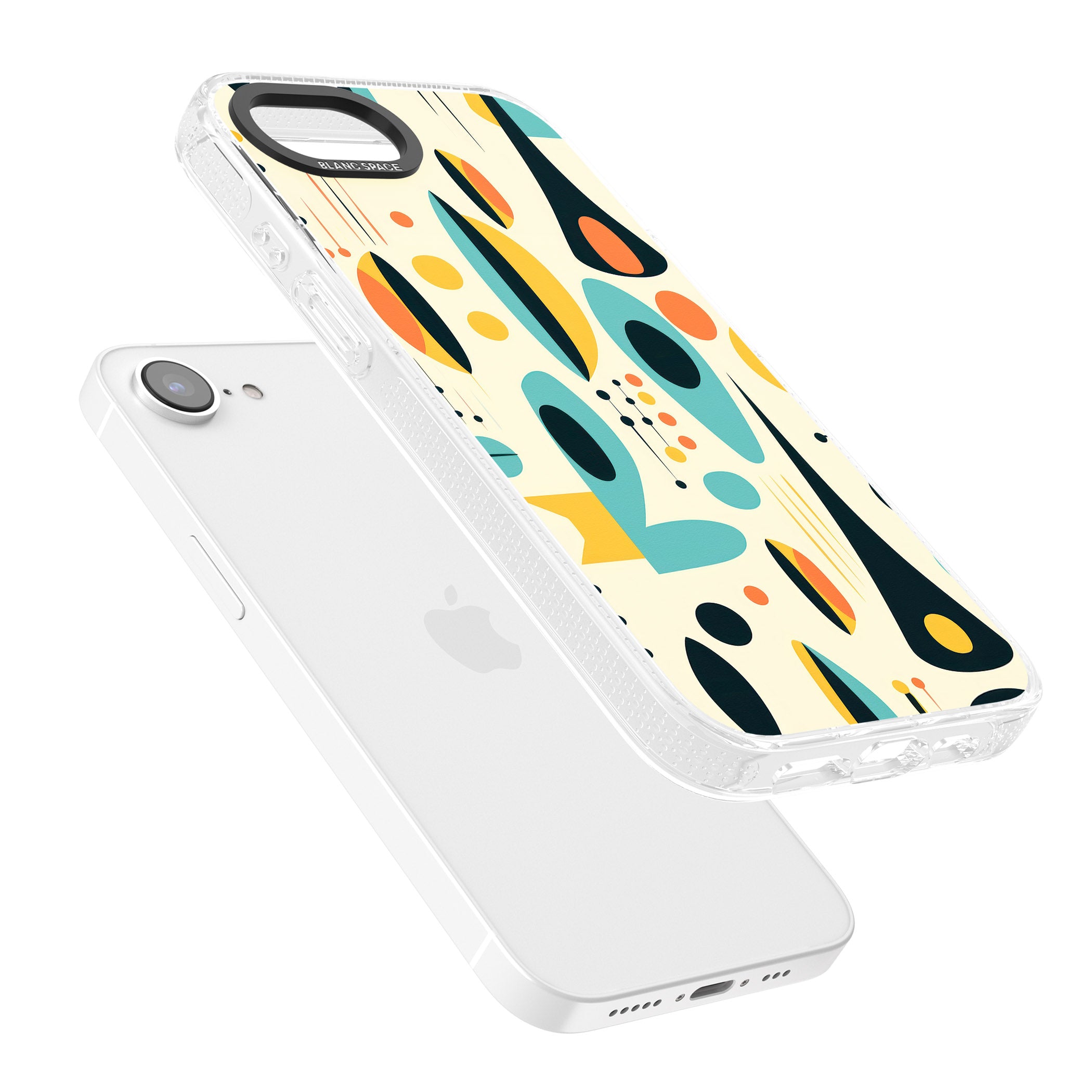 Mid-Century Atomic Pattern iPhone 16e Clear Case Impact Air - Blanc Space