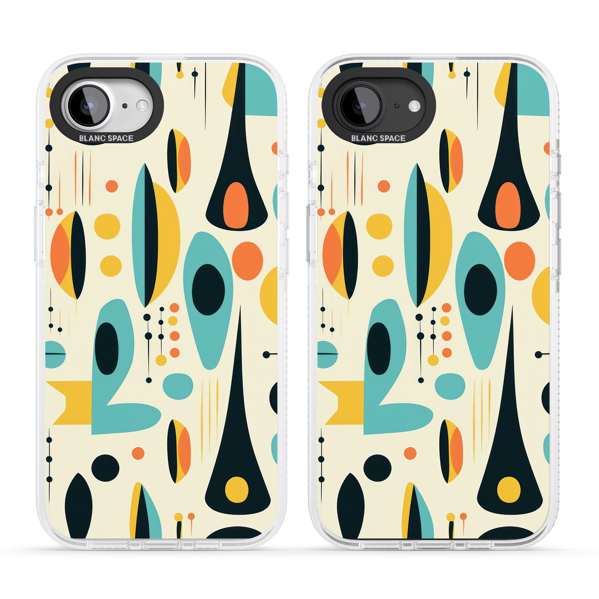 Mid-Century Atomic Pattern iPhone 16e Clear Case Impact Air - Blanc Space