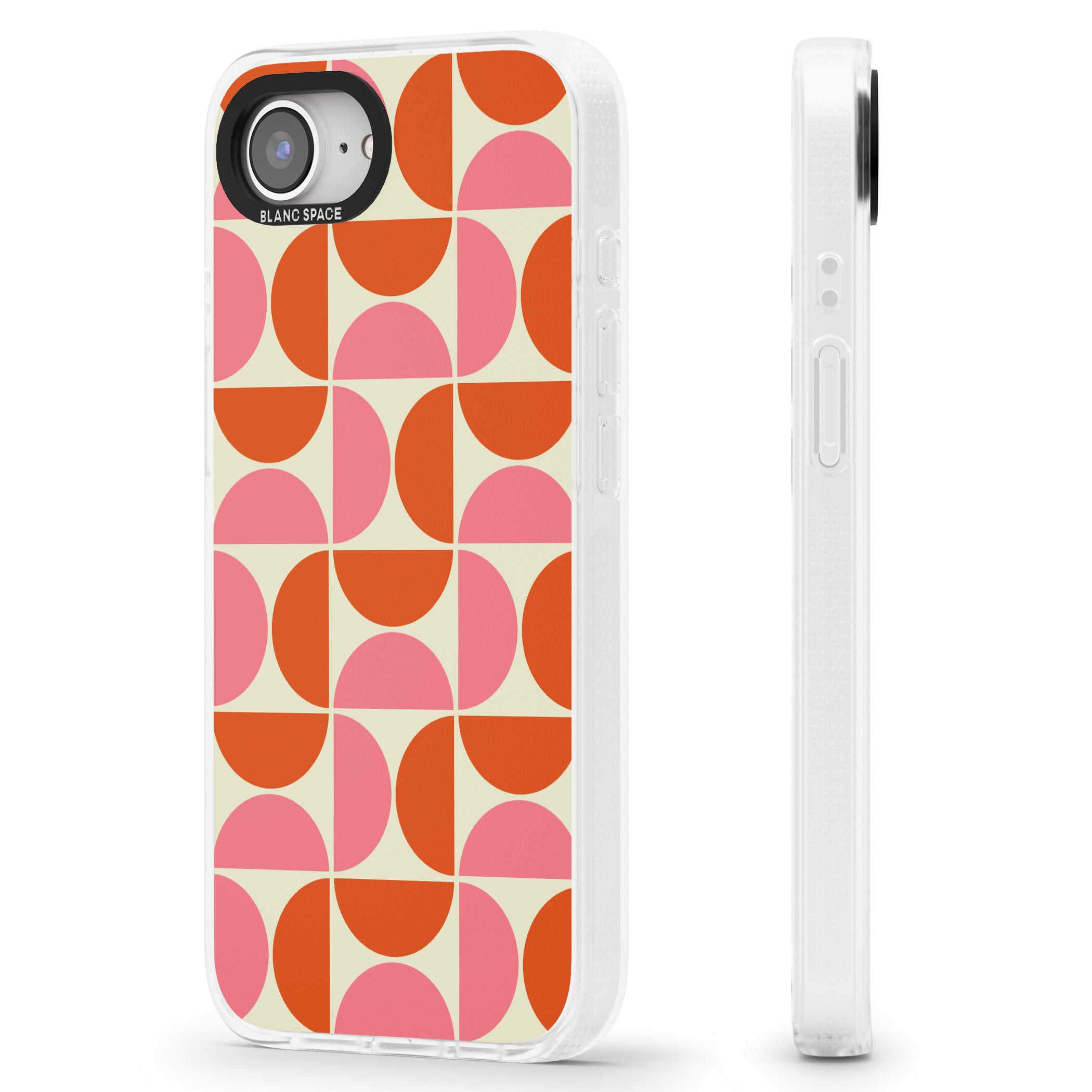 Retro Half-circle Pattern iPhone 16e Clear Case Impact Air - Blanc Space