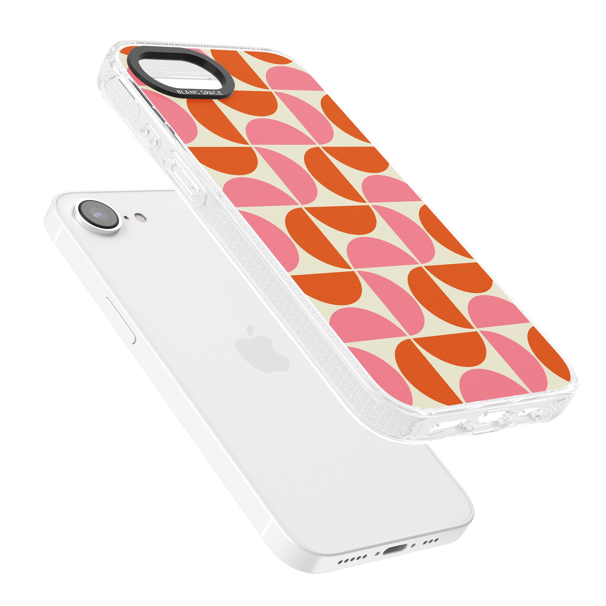 Retro Half-circle Pattern iPhone 16e Clear Case Impact Air - Blanc Space