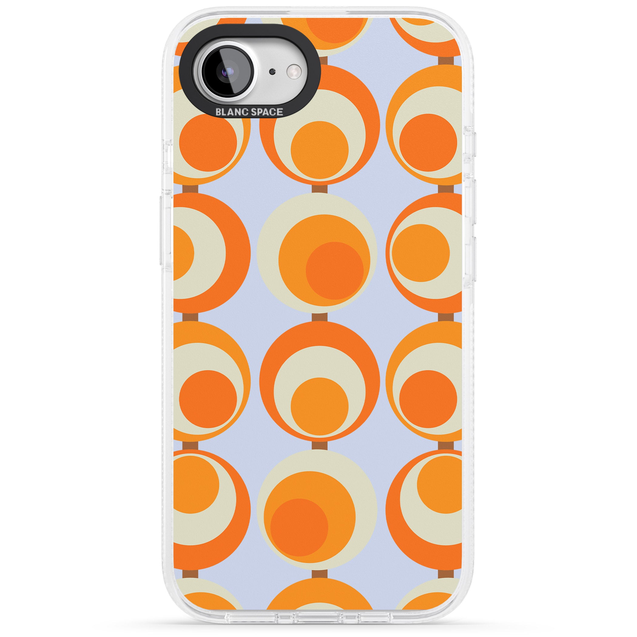 Mid-Century Blue & Orange Pattern iPhone 16e Clear Case Impact Air - Blanc Space