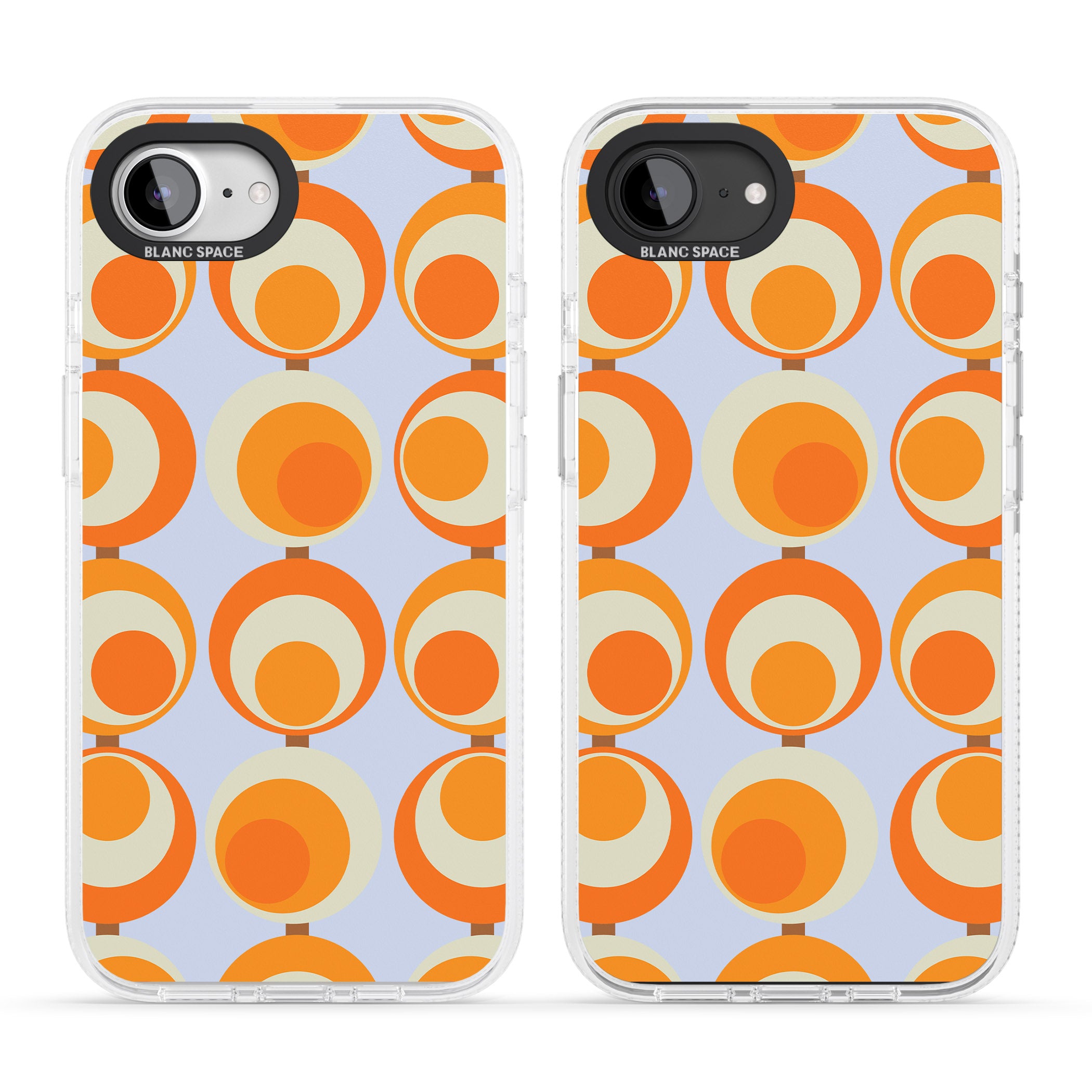 Mid-Century Blue & Orange Pattern iPhone 16e Clear Case Impact Air - Blanc Space