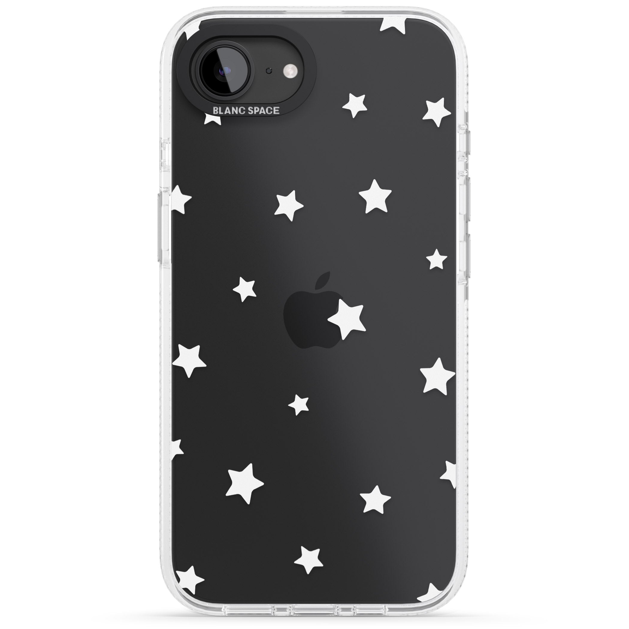 White Stars Pattern iPhone 16e Clear Case Impact Air - Blanc Space