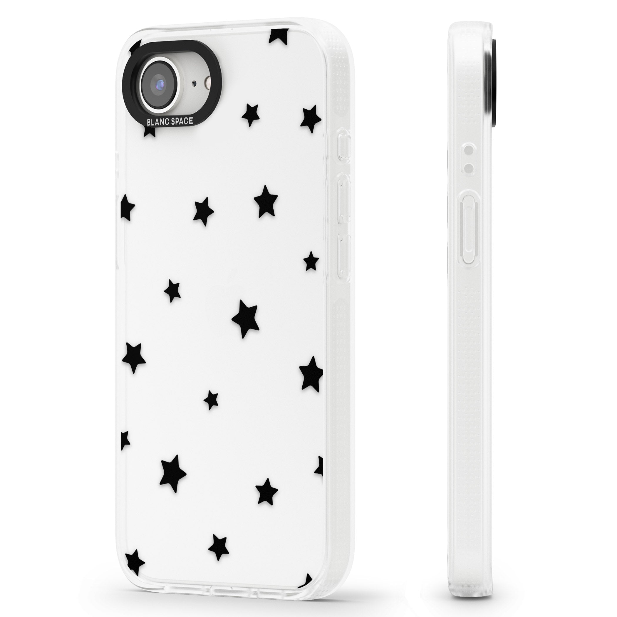 Black Stars Pattern iPhone 16e Clear Case Impact Air - Blanc Space