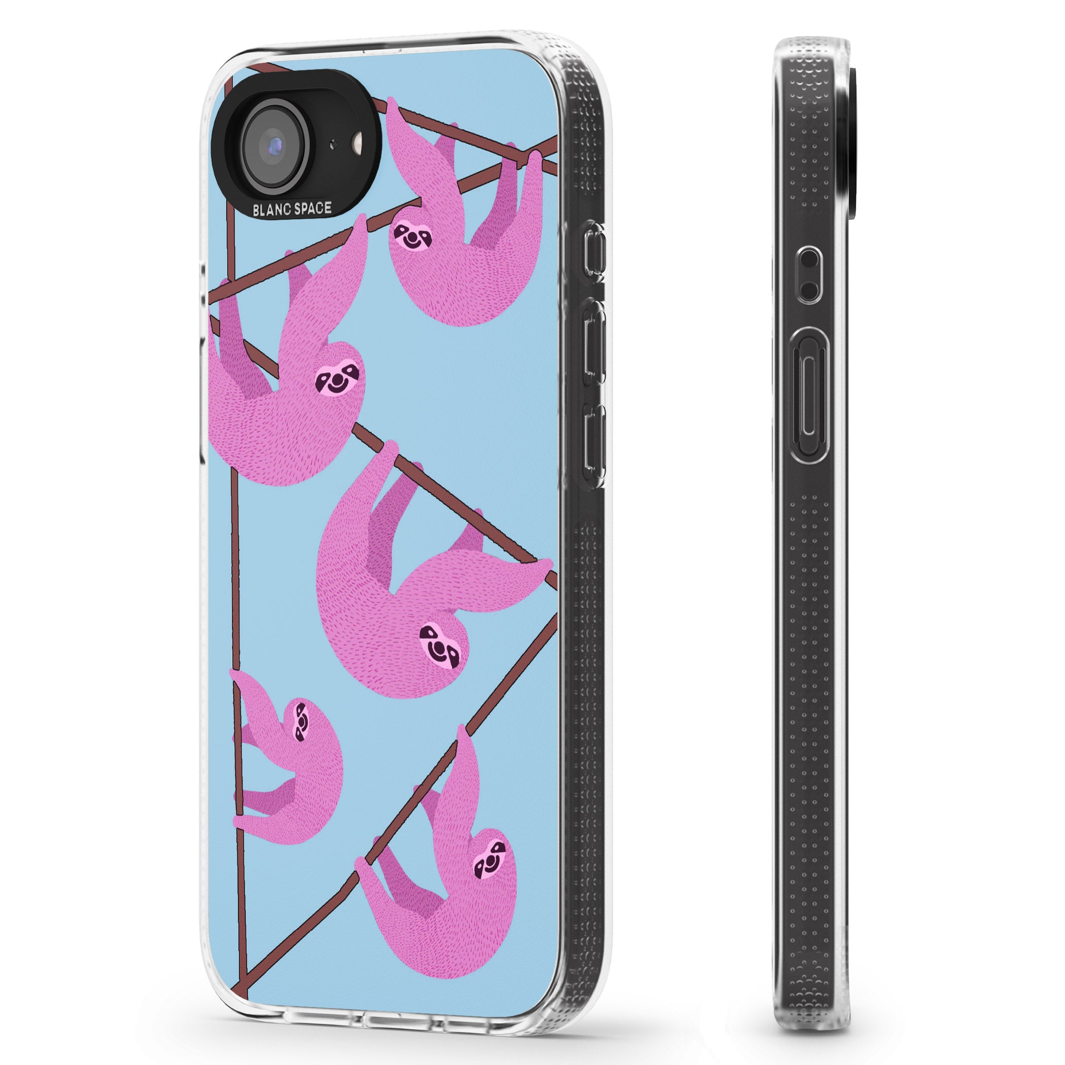 Pink Sloth iPhone 16e Clear Case Impact Air - Blanc Space
