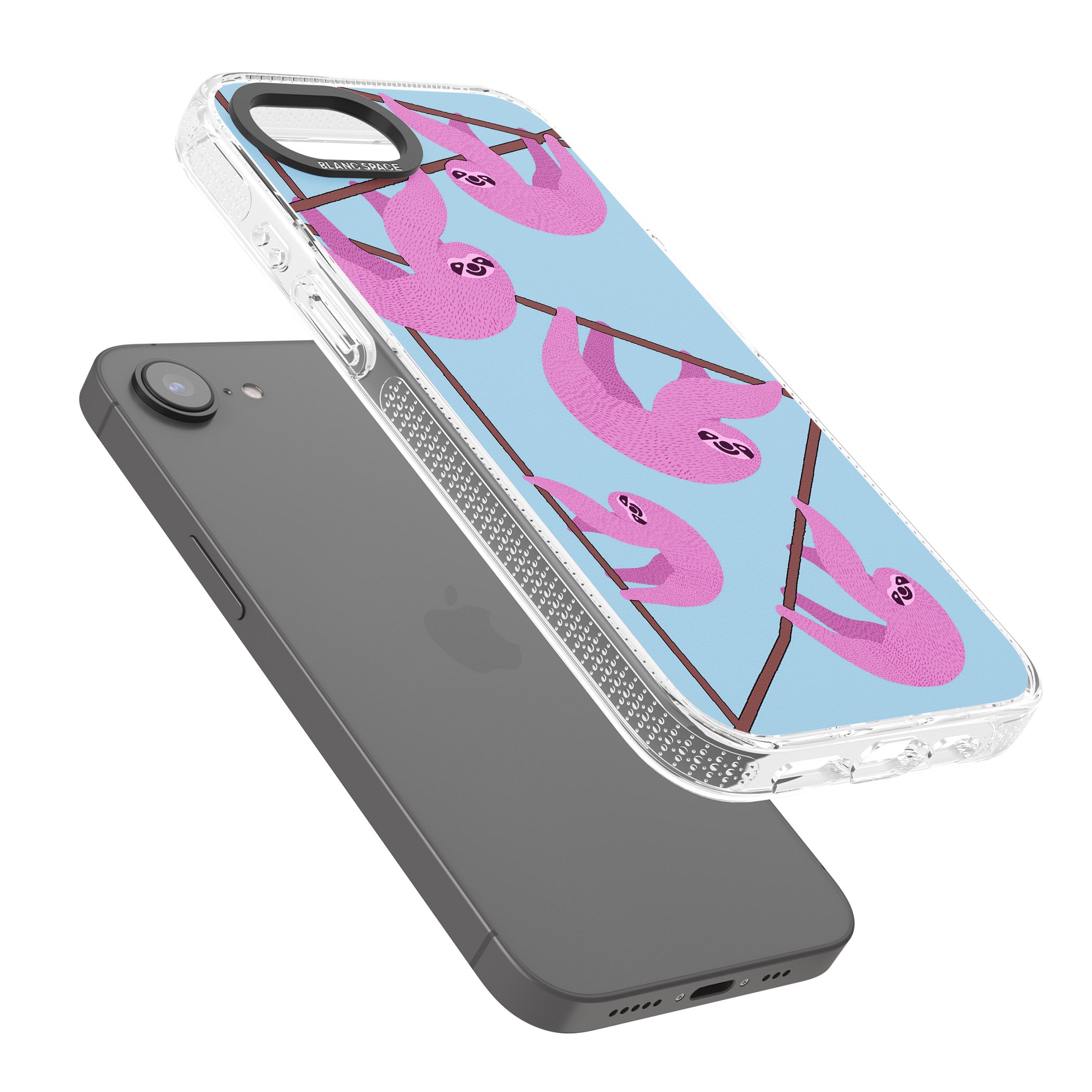 Pink Sloth iPhone 16e Clear Case Impact Air - Blanc Space