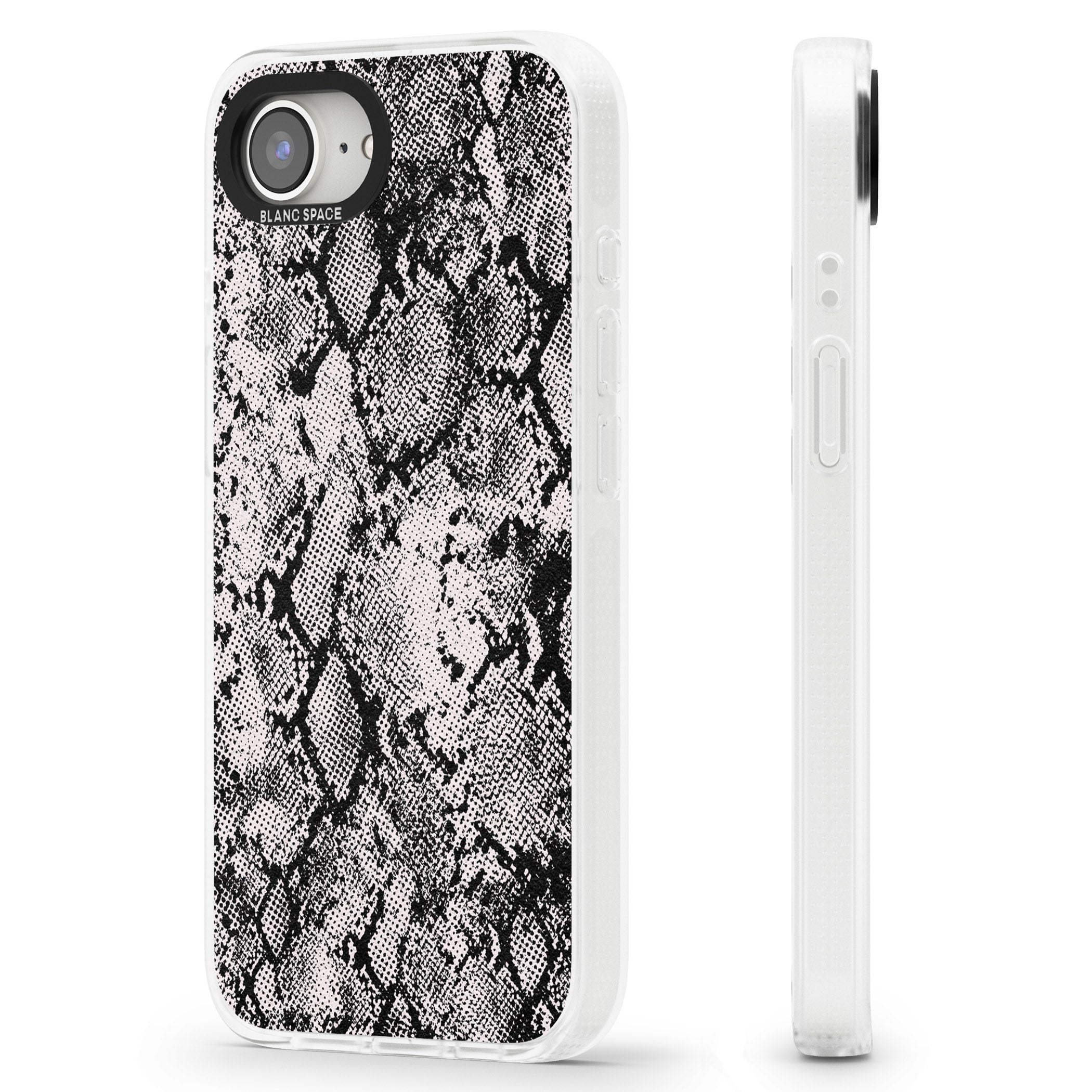 Pastel Snakeskin - Grey iPhone 16e Clear Case Impact Air - Blanc Space