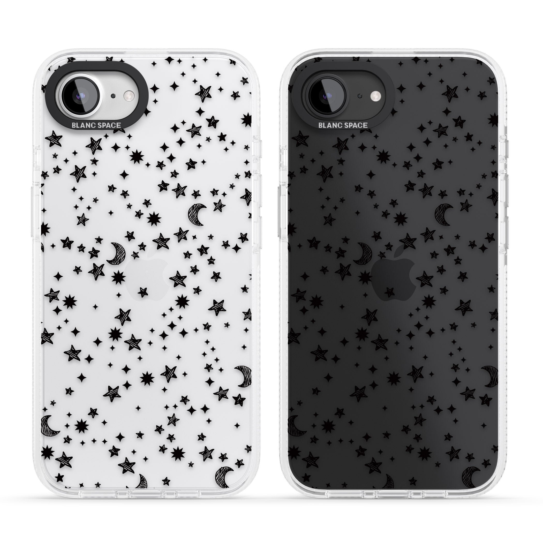 Black Cosmic Galaxy Pattern iPhone 16e Clear Case Impact Air - Blanc Space