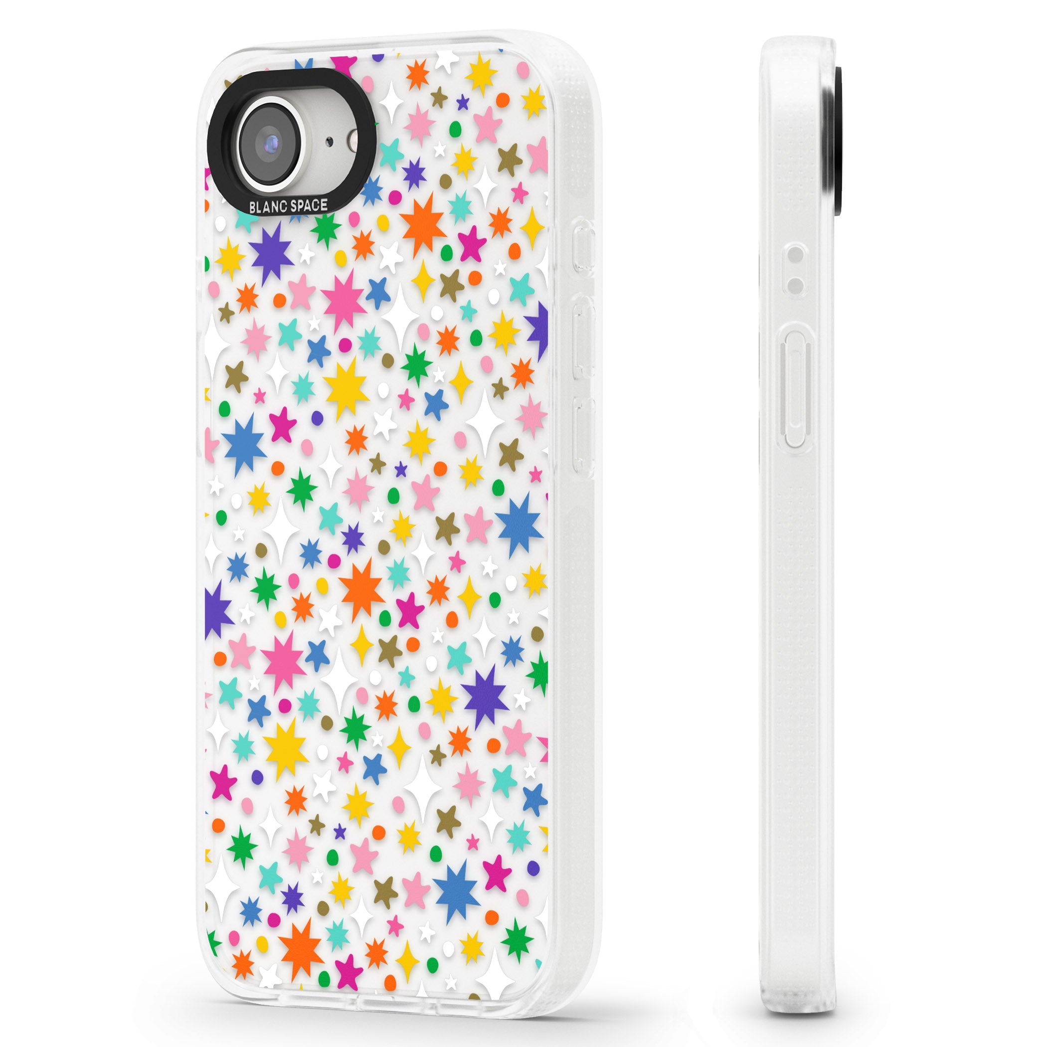 Rainbow Starburst iPhone 16e Clear Case Impact Air - Blanc Space