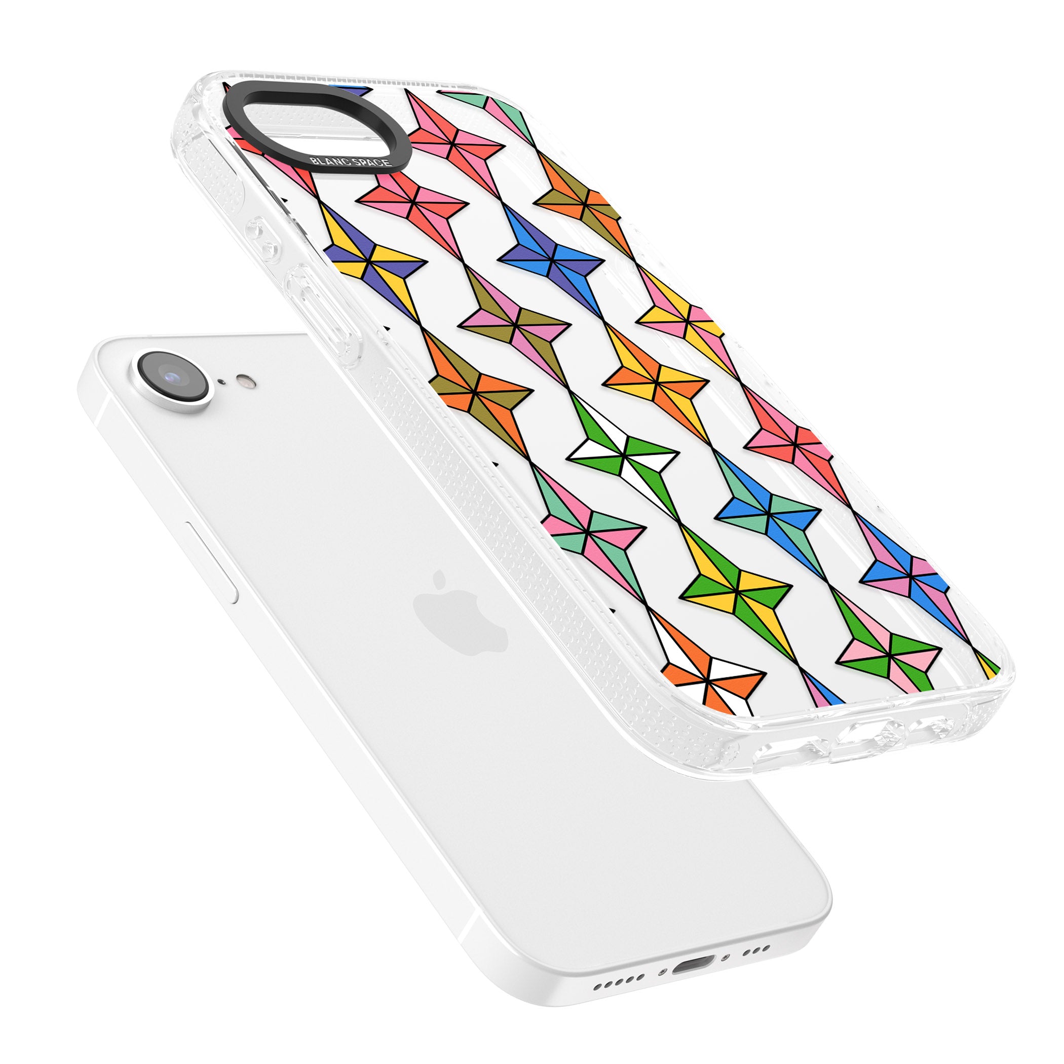 Multi Colour Stars Pattern iPhone 16e Clear Case Impact Air - Blanc Space