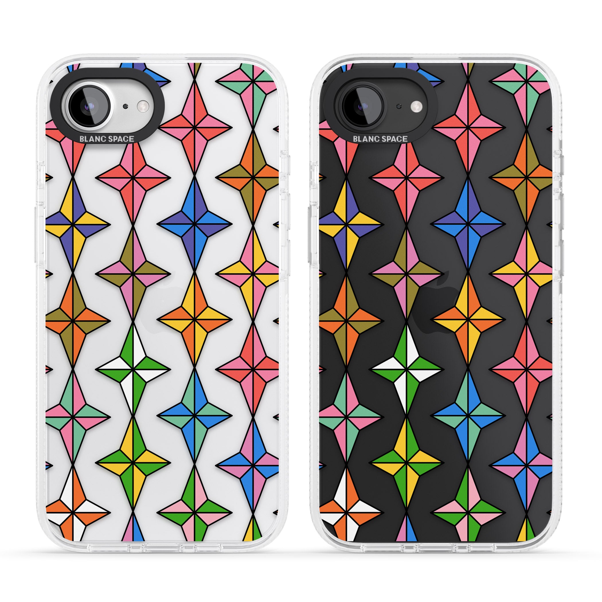 Multi Colour Stars Pattern iPhone 16e Clear Case Impact Air - Blanc Space