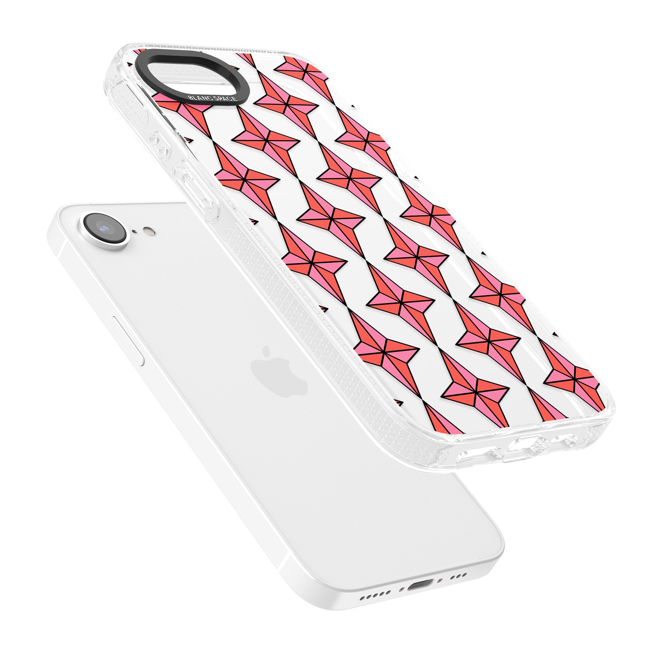 Rose Stars Pattern (Clear) iPhone 16e Clear Case Impact Air - Blanc Space