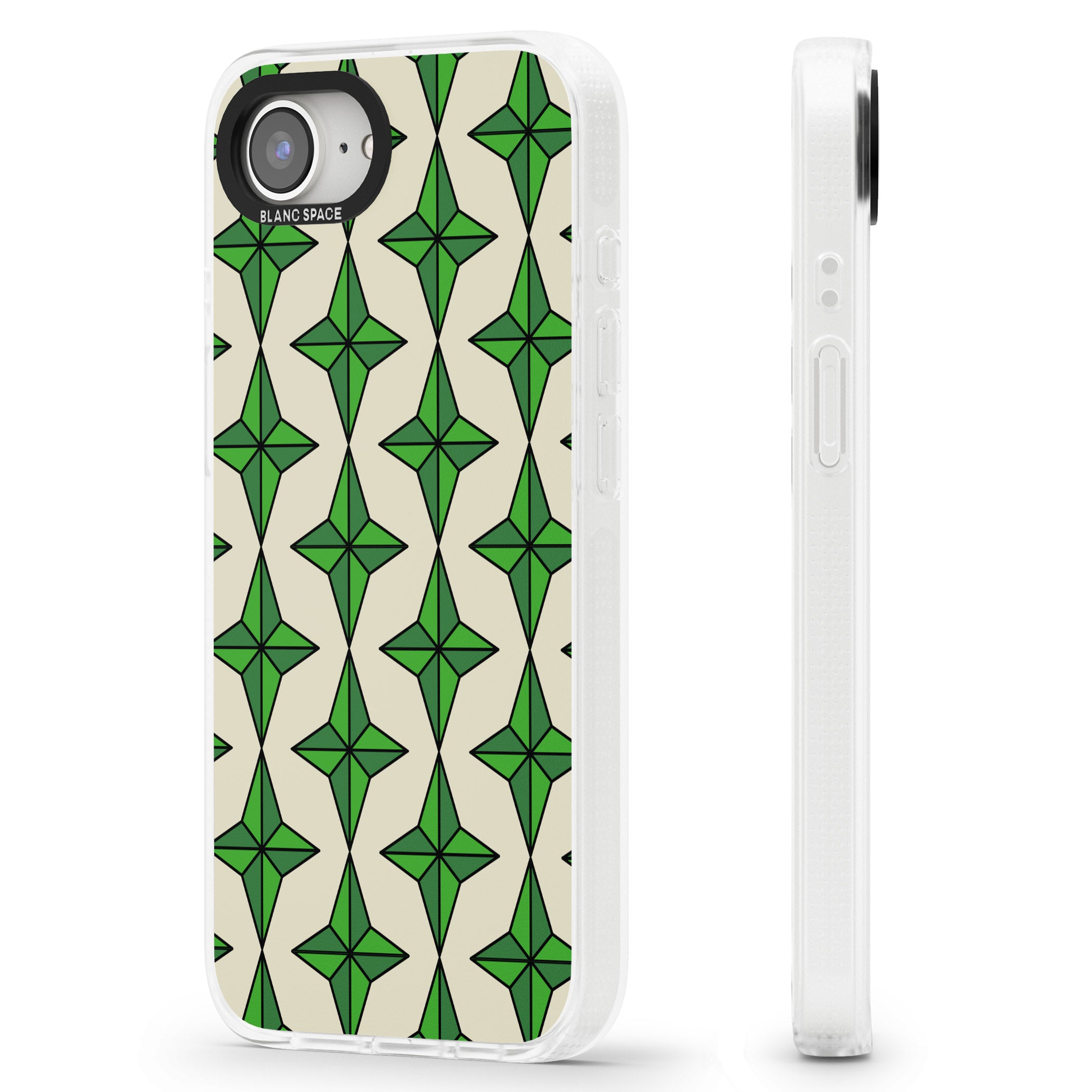 Emerald Stars Pattern iPhone 16e Clear Case Impact Air - Blanc Space