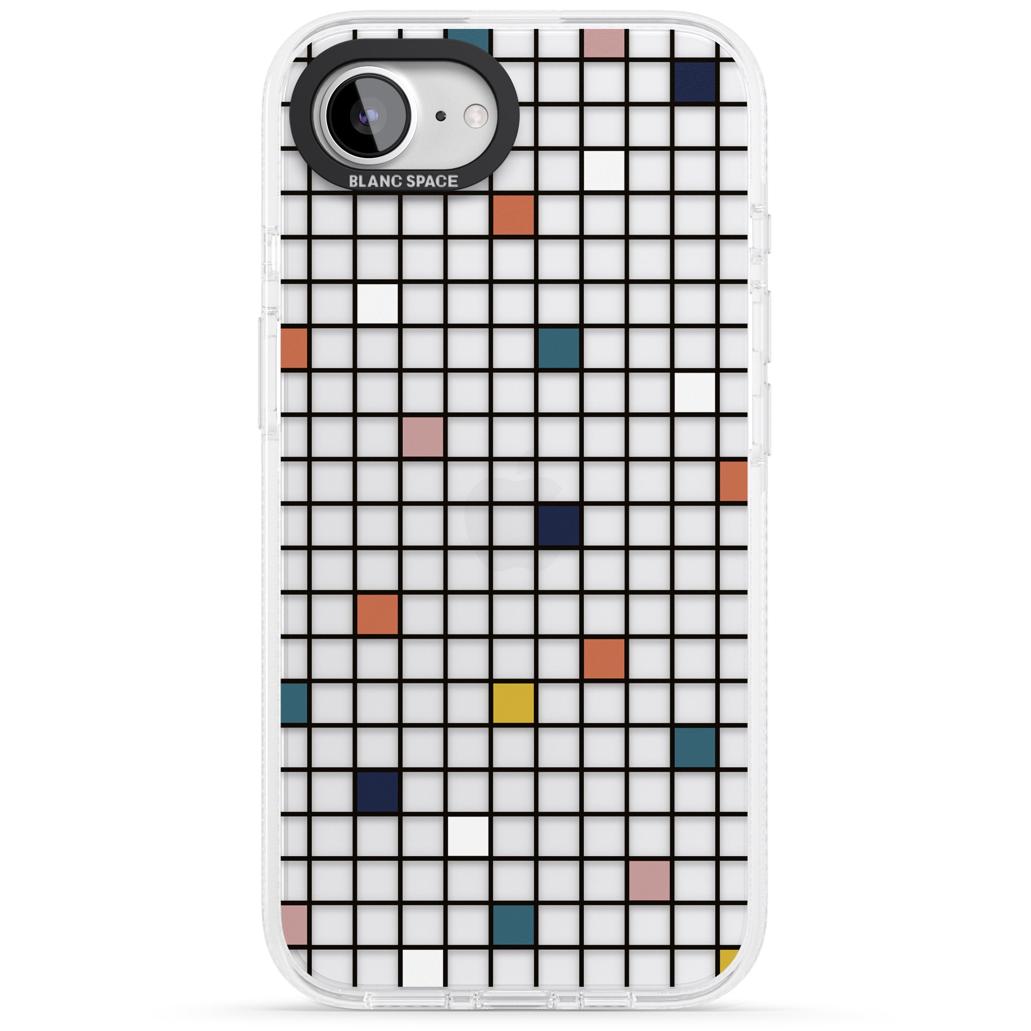 Earthtone Clear Geometric Grid iPhone 16e Clear Case Impact Air - Blanc Space