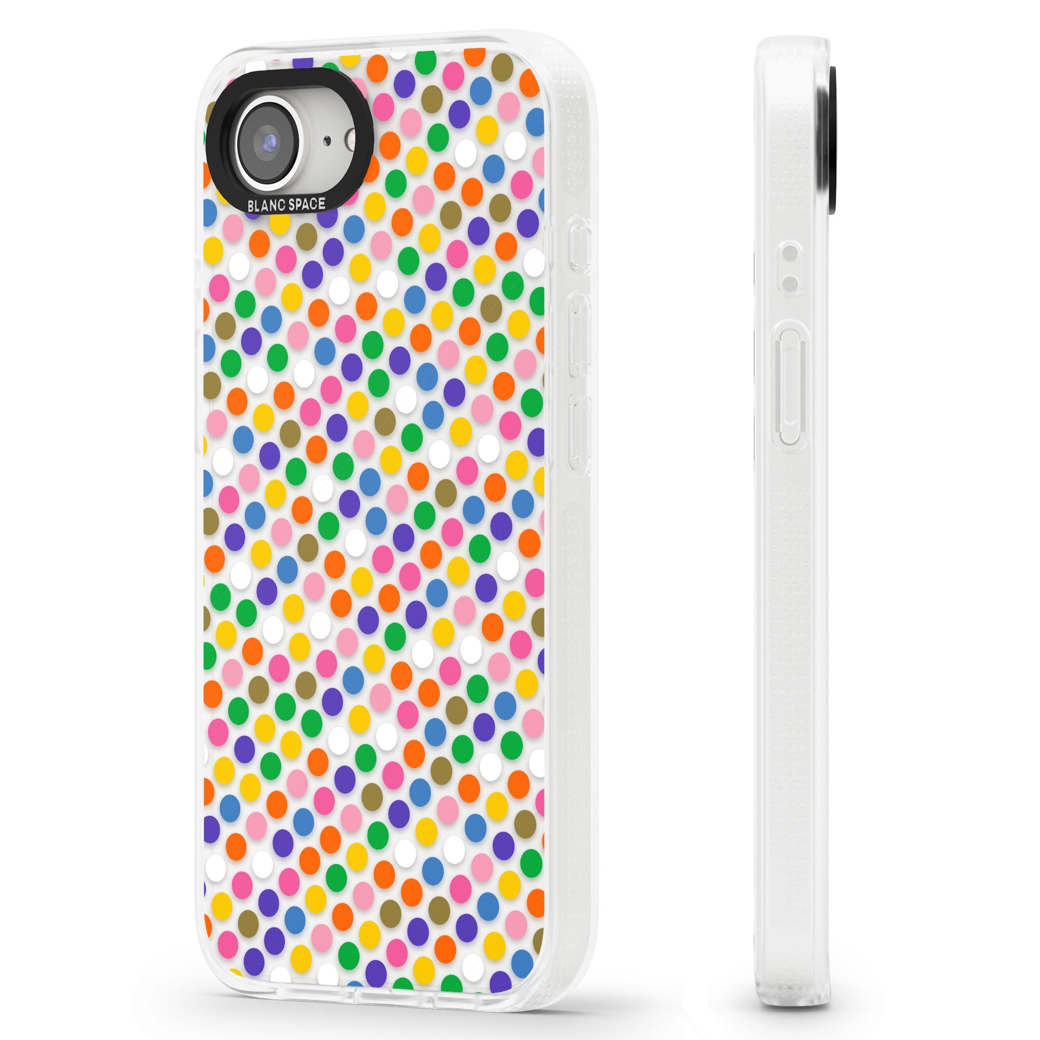 Multicolour Polka-dot Fiesta iPhone 16e Clear Case Impact Air - Blanc Space