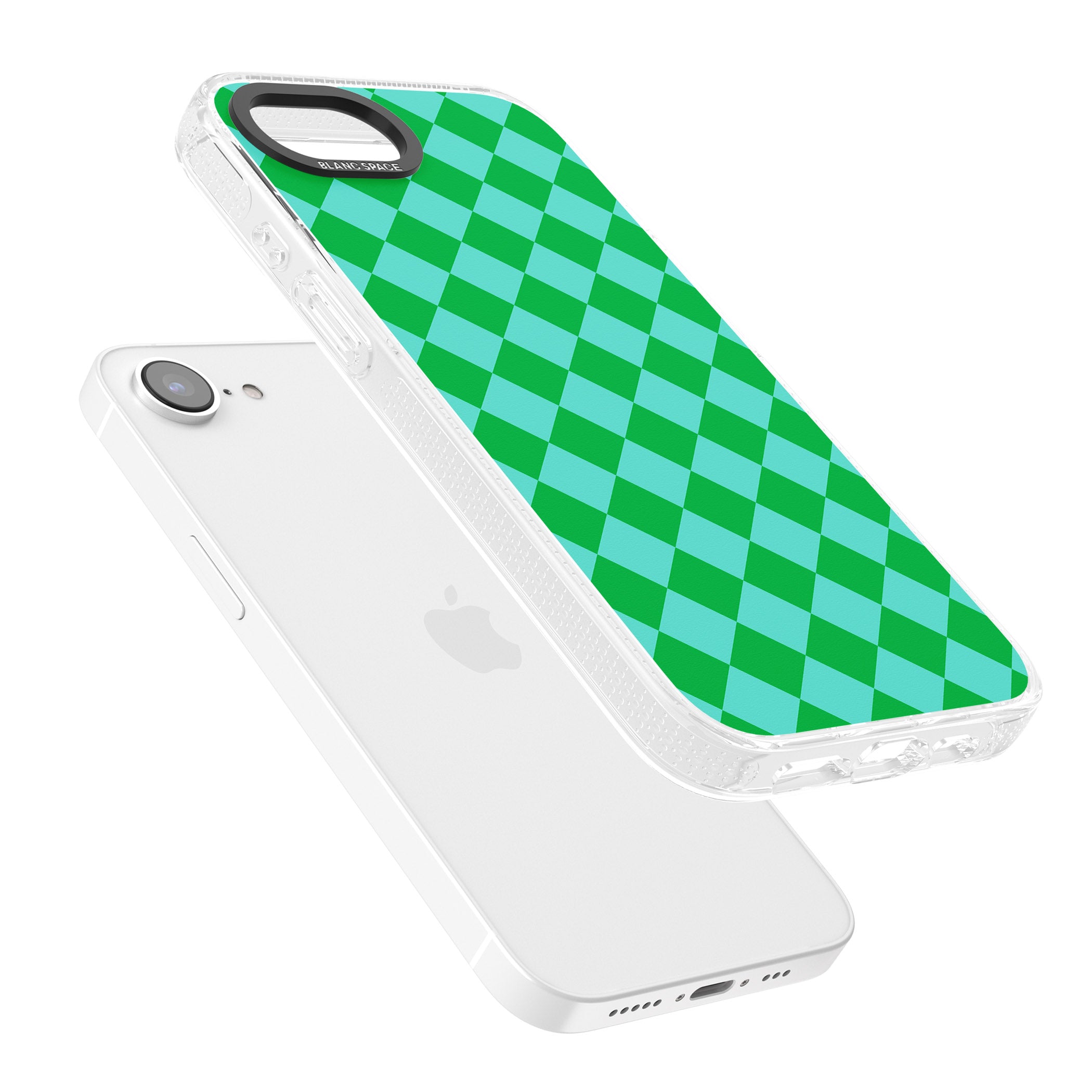 Retro Green Diamond Plaid iPhone 16e Clear Case Impact Air - Blanc Space