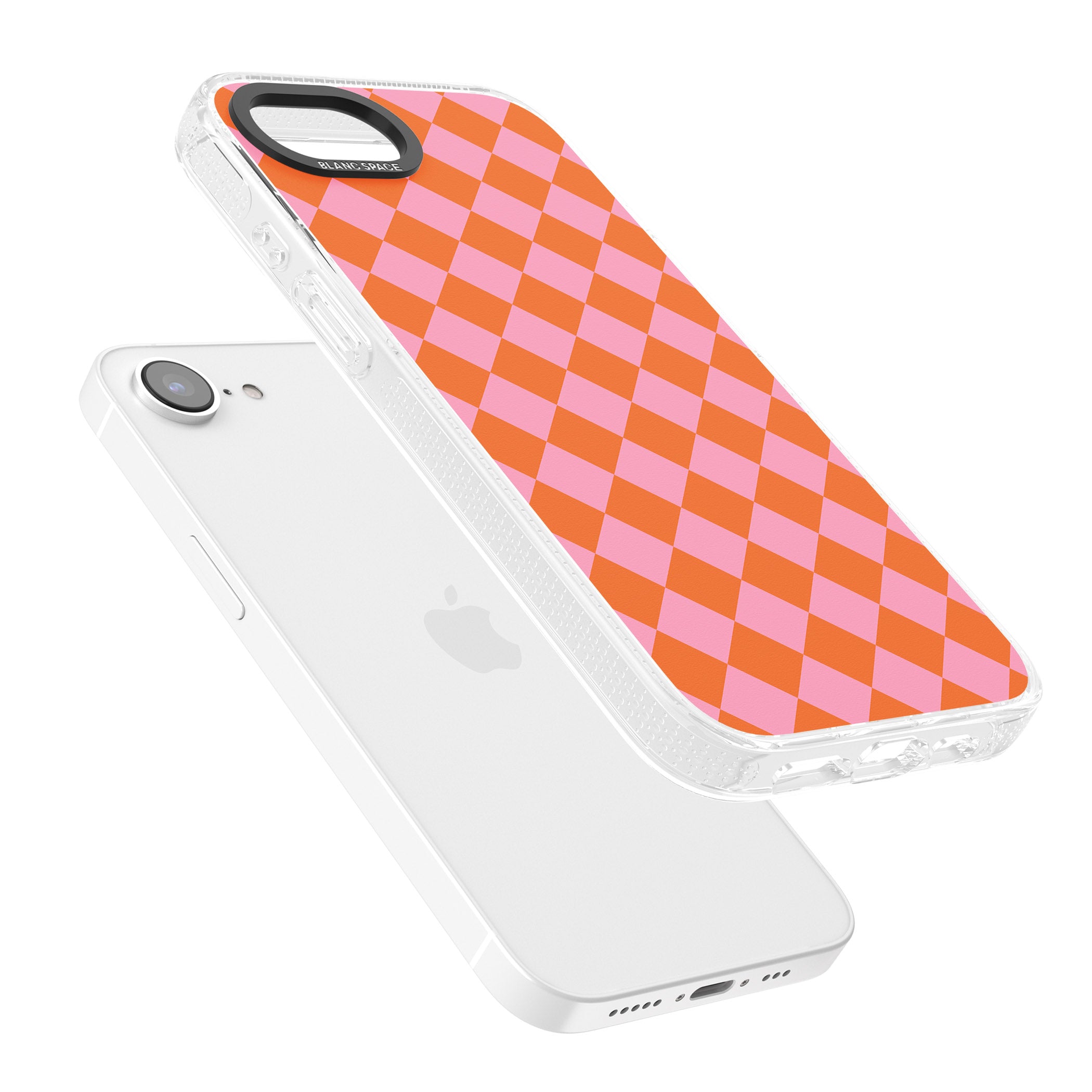 Retro Sunset Diamond Plaid iPhone 16e Clear Case Impact Air - Blanc Space