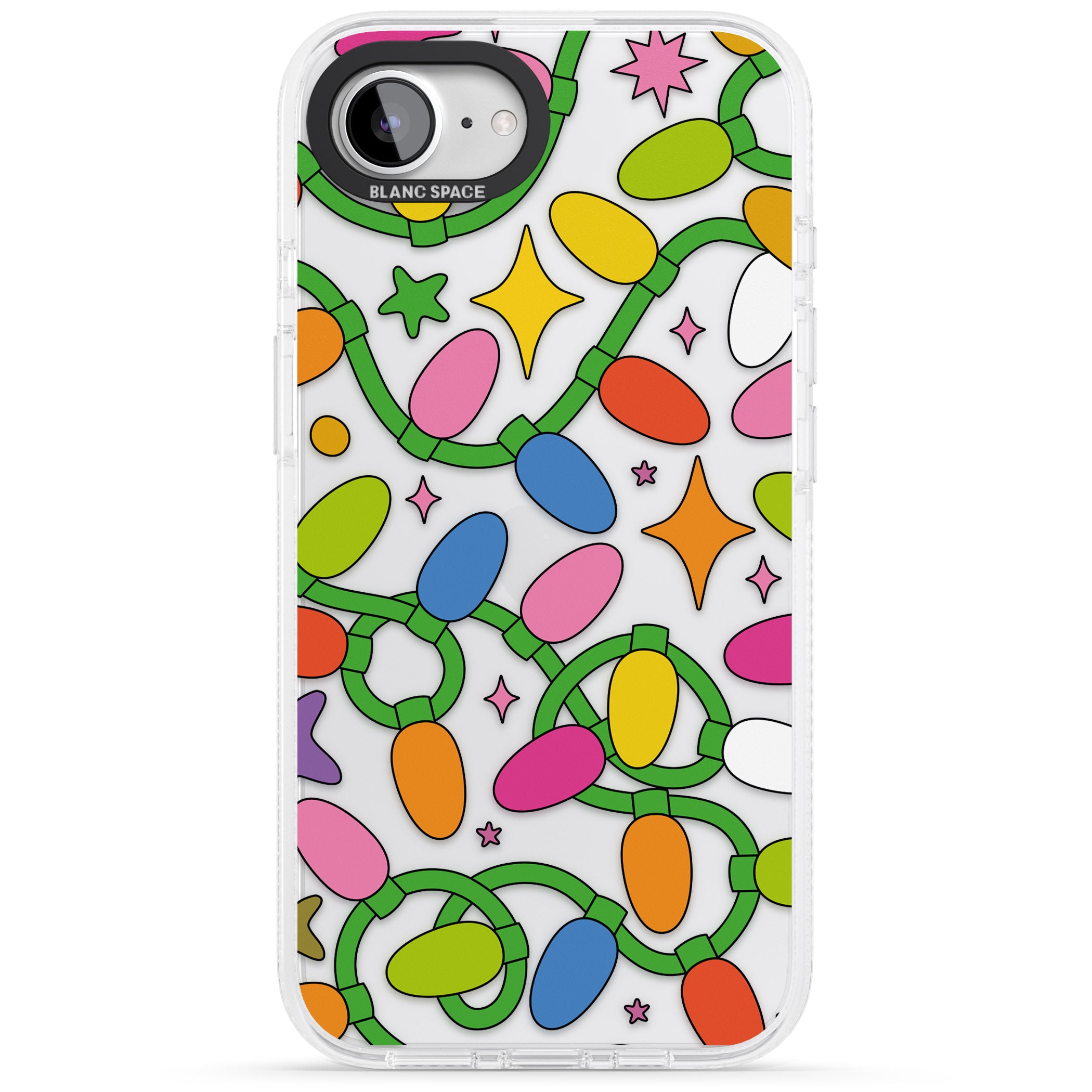 Festive Lights Pattern iPhone 16e Clear Case Impact Air - Blanc Space