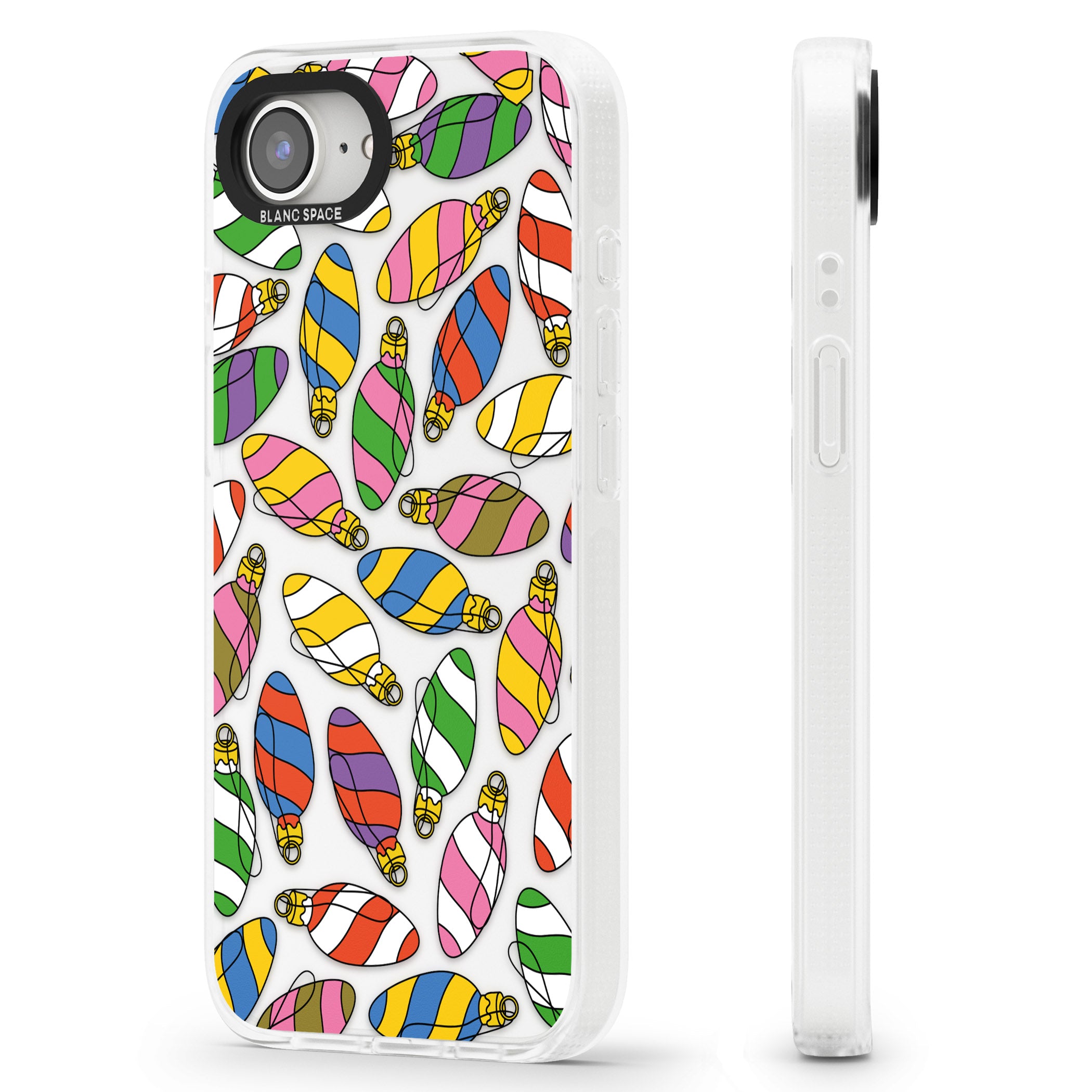 Colourful Holiday Ornaments iPhone 16e Clear Case Impact Air - Blanc Space