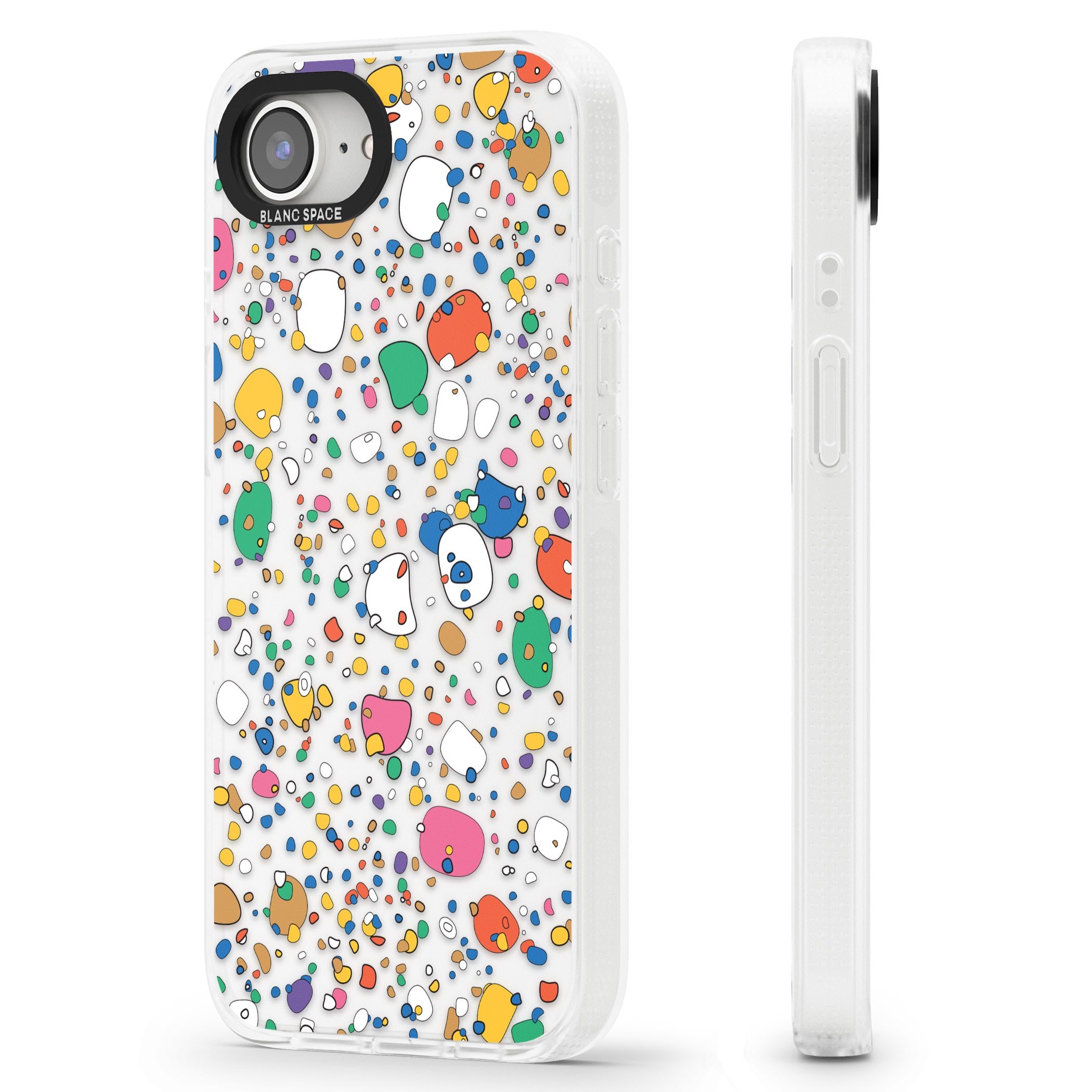 Colourful Confetti Pebbles iPhone 16e Clear Case Impact Air - Blanc Space