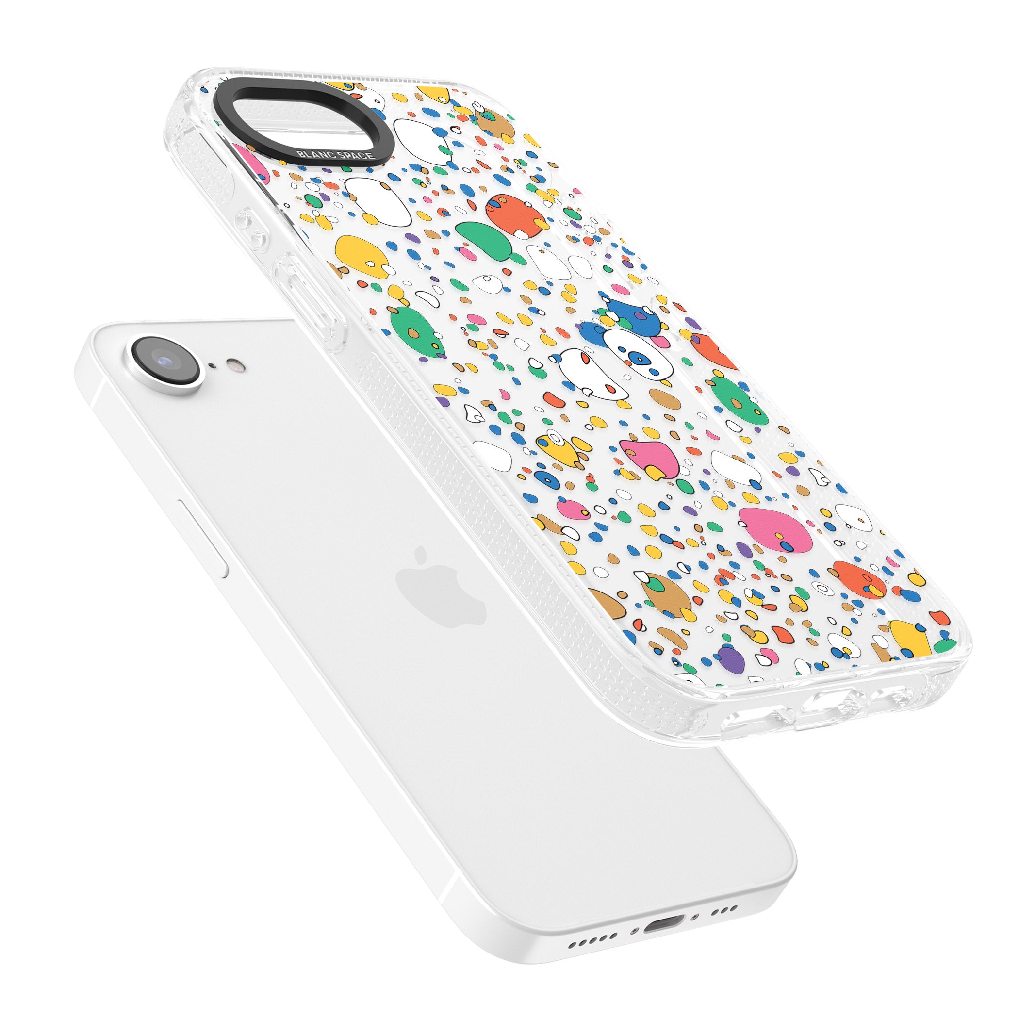 Colourful Confetti Pebbles iPhone 16e Clear Case Impact Air - Blanc Space