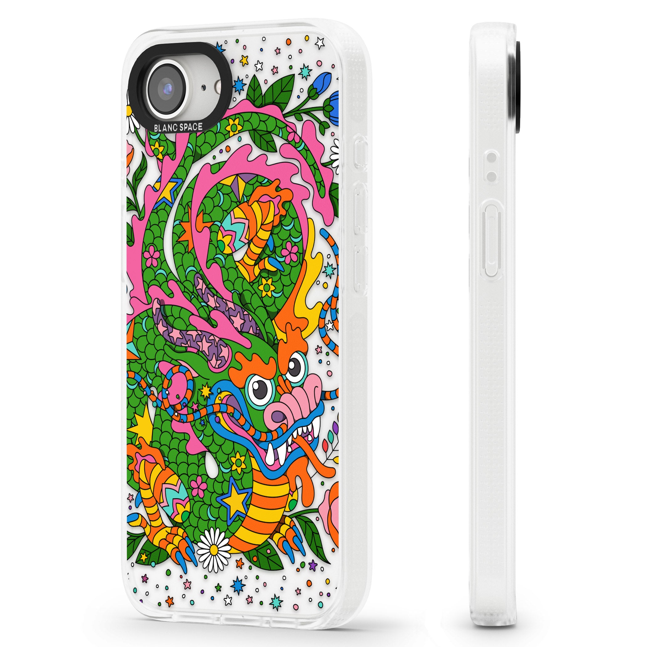 Psychedelic Jungle Dragon iPhone 16e Clear Case Impact Air - Blanc Space