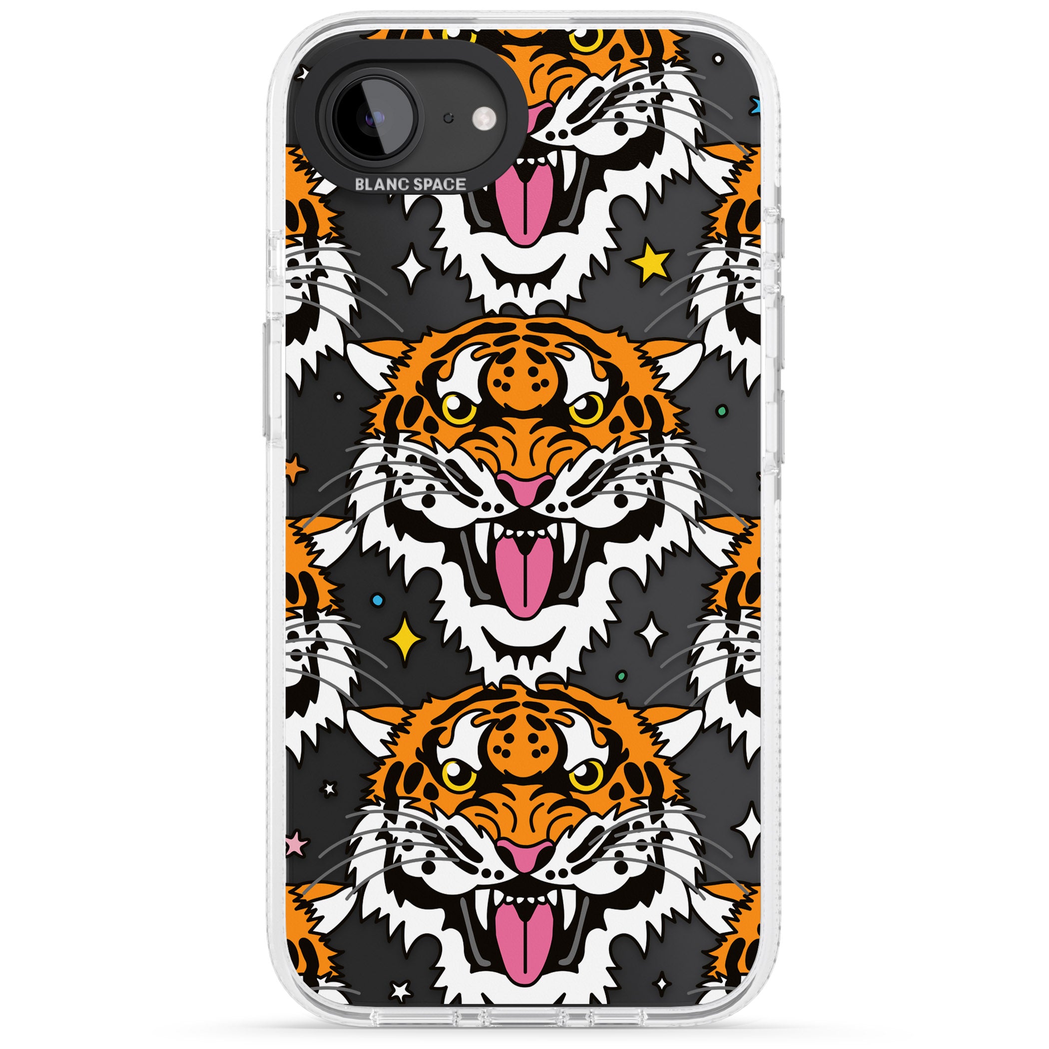 Fierce Jungle Tigers iPhone 16e Clear Case Impact Air - Blanc Space