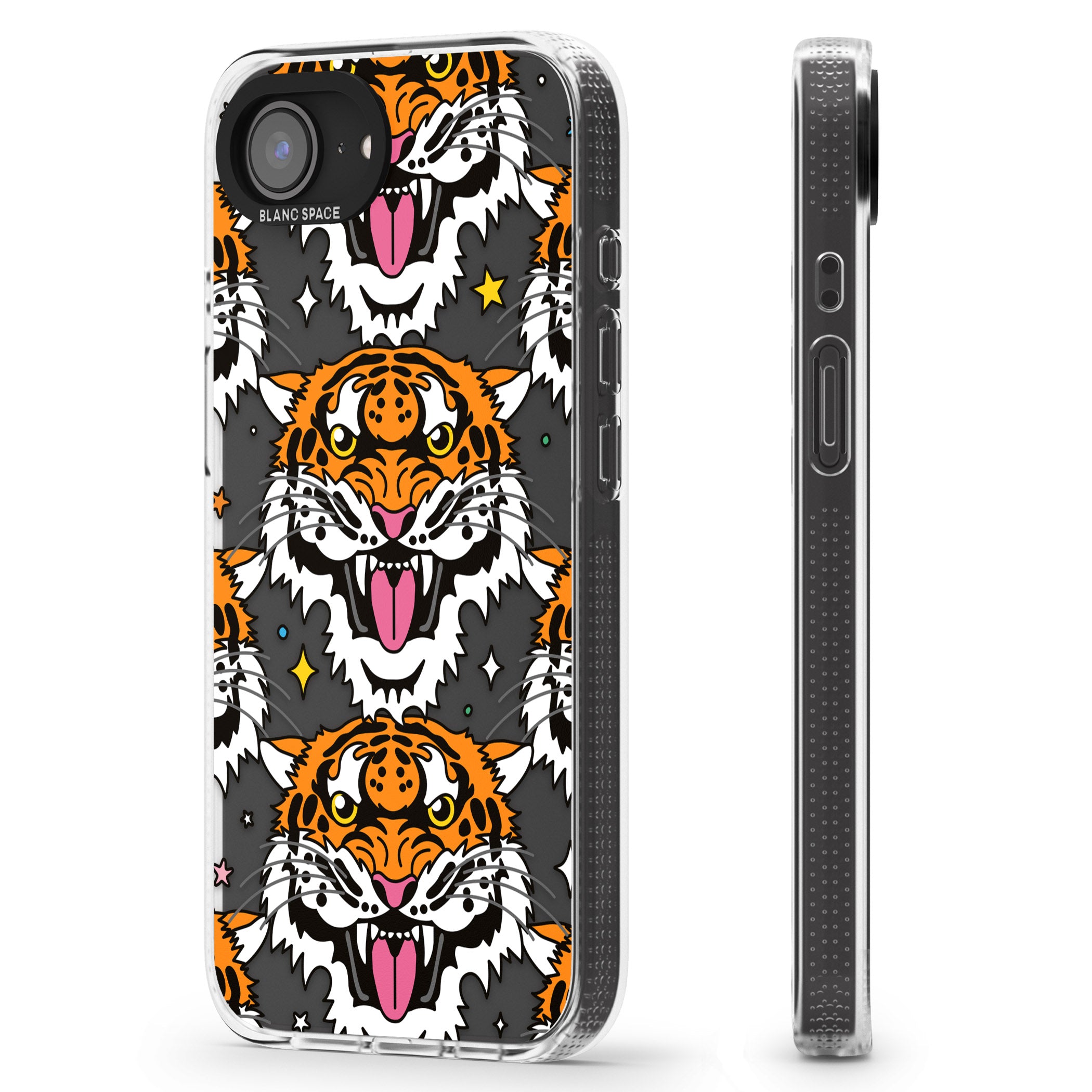 Fierce Jungle Tigers iPhone 16e Clear Case Impact Air - Blanc Space